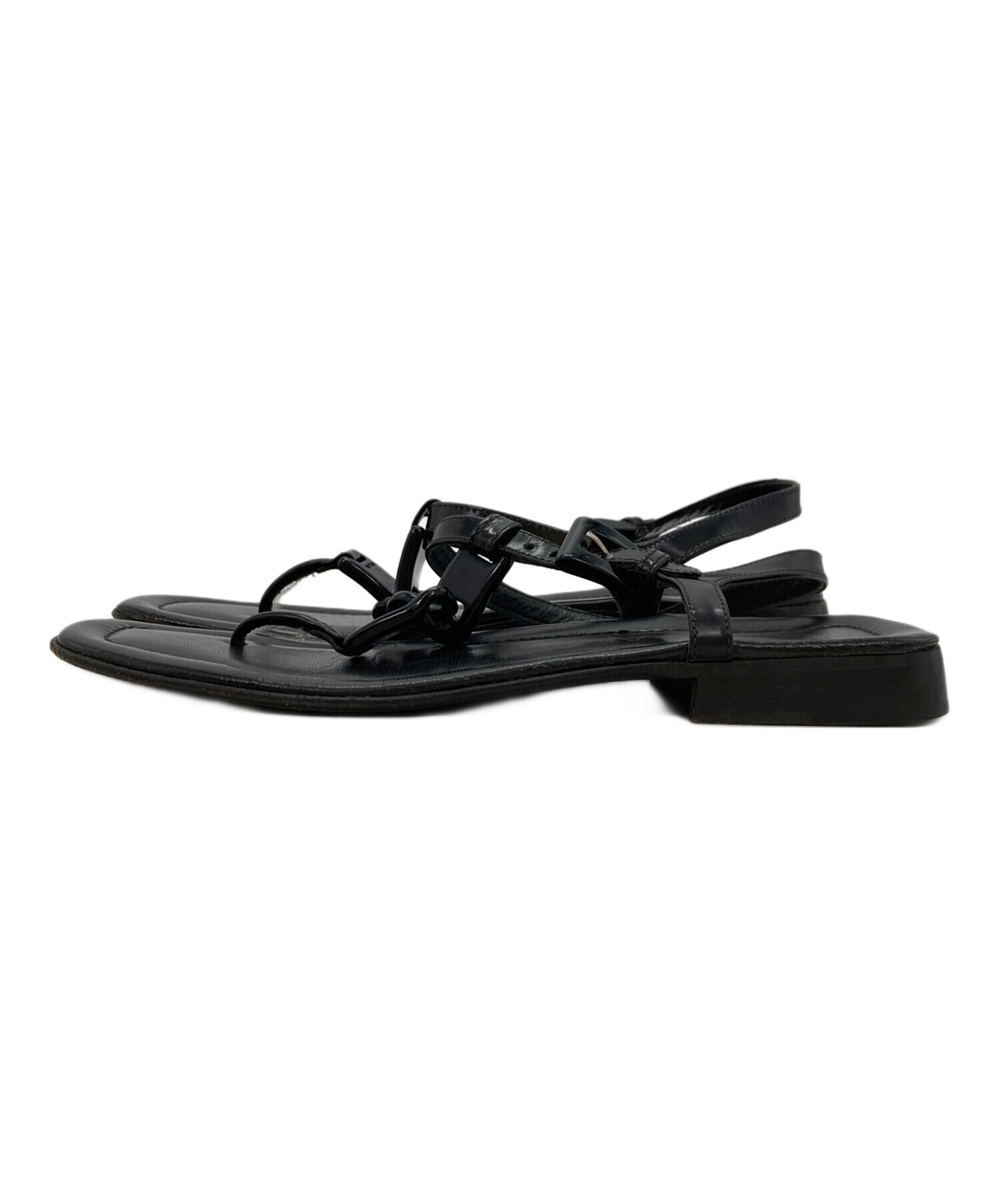 PRADA プラダ　ブラック　レザー　ヒールサンダル　トングサンダル　35 中古・古着通販】PRADA (プラダ) トングサンダル ブラック サイズ:37 1
