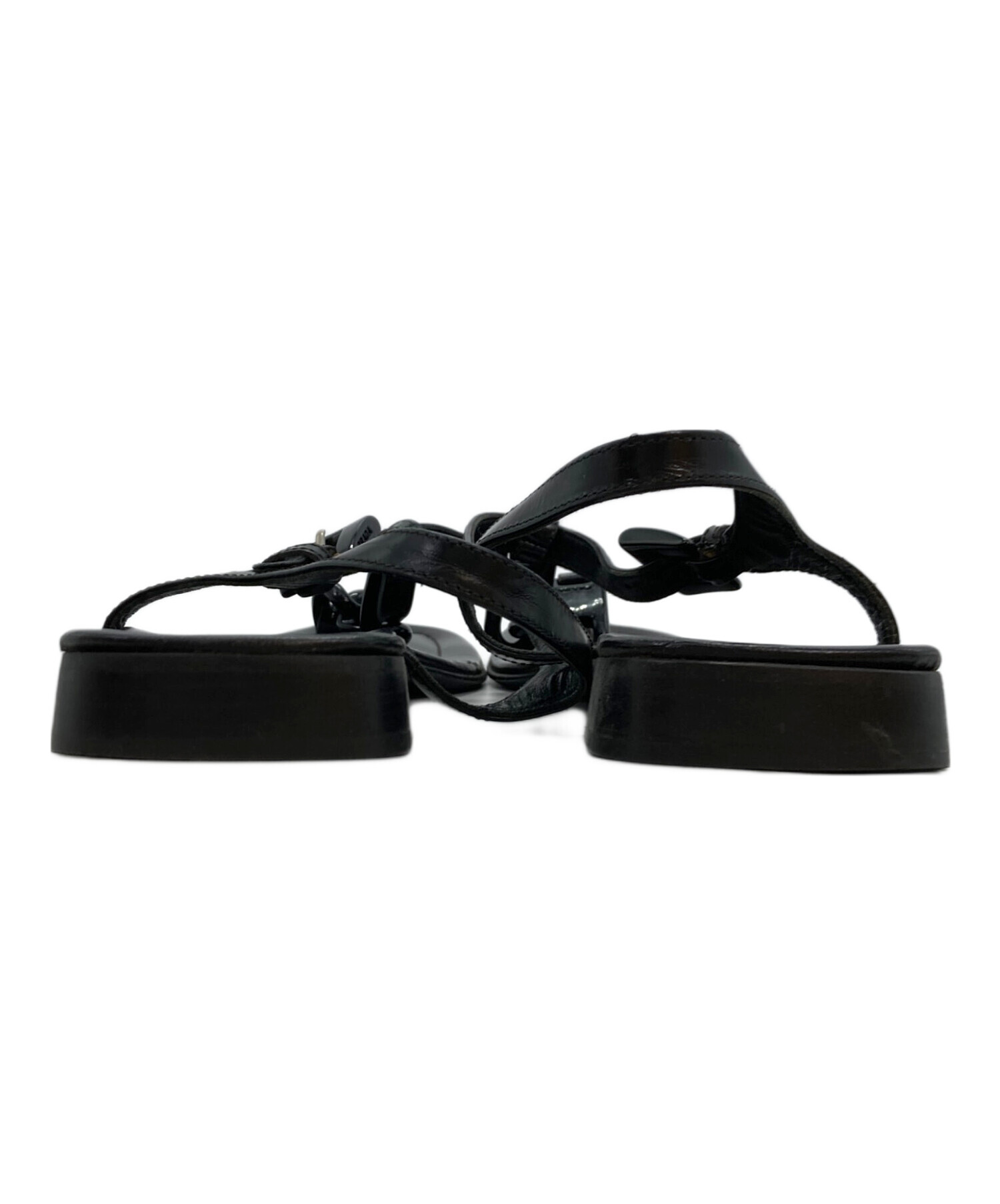 PRADA プラダ　ブラック　レザー　ヒールサンダル　トングサンダル　35 中古・古着通販】PRADA (プラダ) トングサンダル ブラック サイズ:37 1