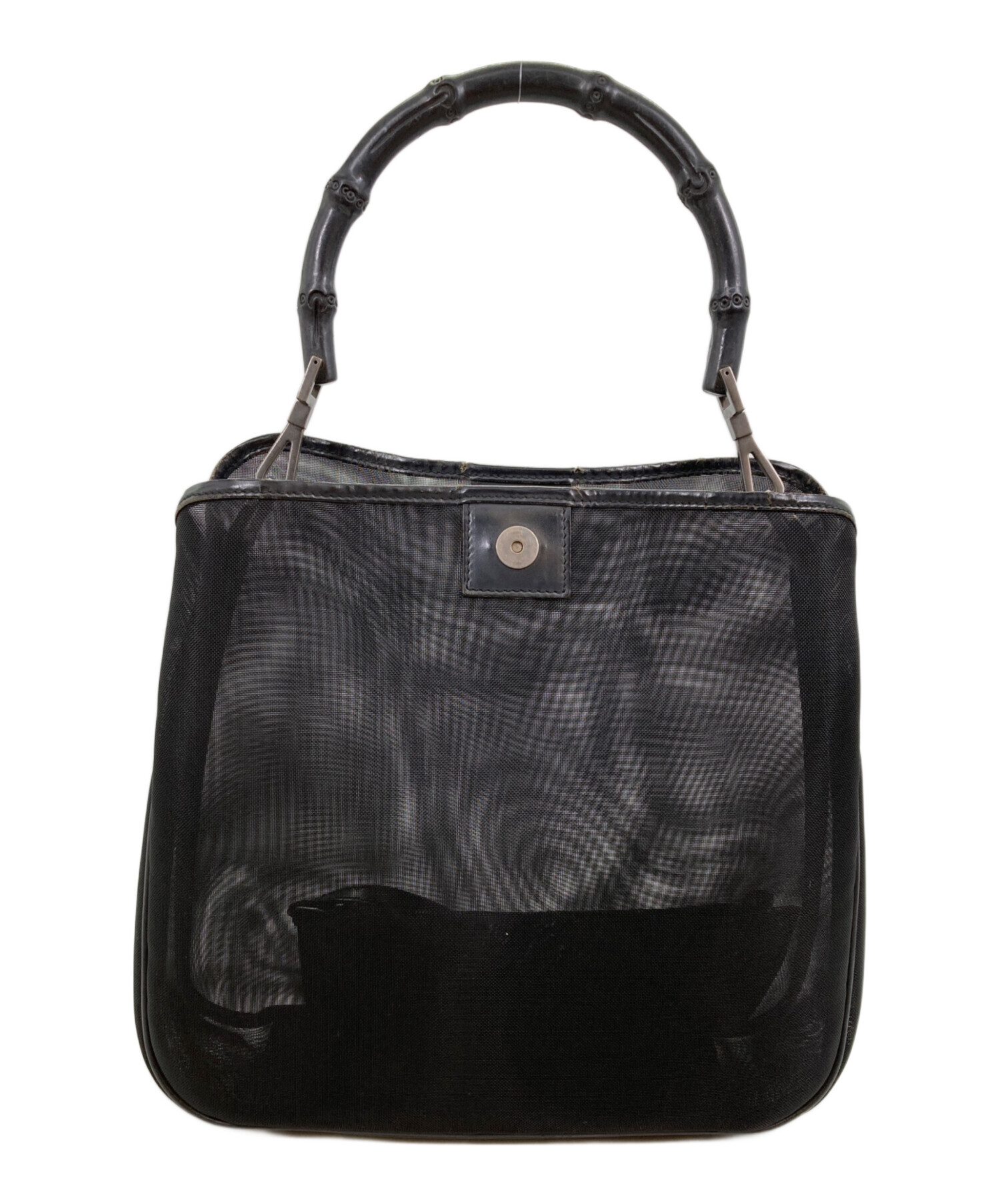 希少 GUCCI グッチ メッシュ バンブー ワンショルダー ハンドバッグ 黒 中古・古着通販】GUCCI (グッチ) バンブー メッシュ ハンドバッグ