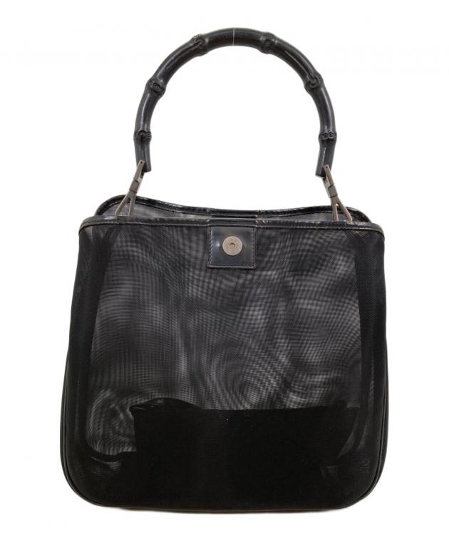 グッチ　バンブー　メッシュ　2wayバッグ　ブラック色 中古・古着通販】GUCCI (グッチ) バンブー メッシュ ハンドバッグ