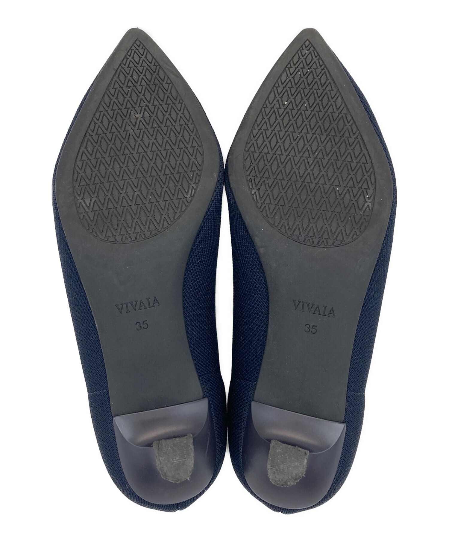 中古・古着通販】VIVAIA (ビバイア) Vカット ニットパンプス ネイビー