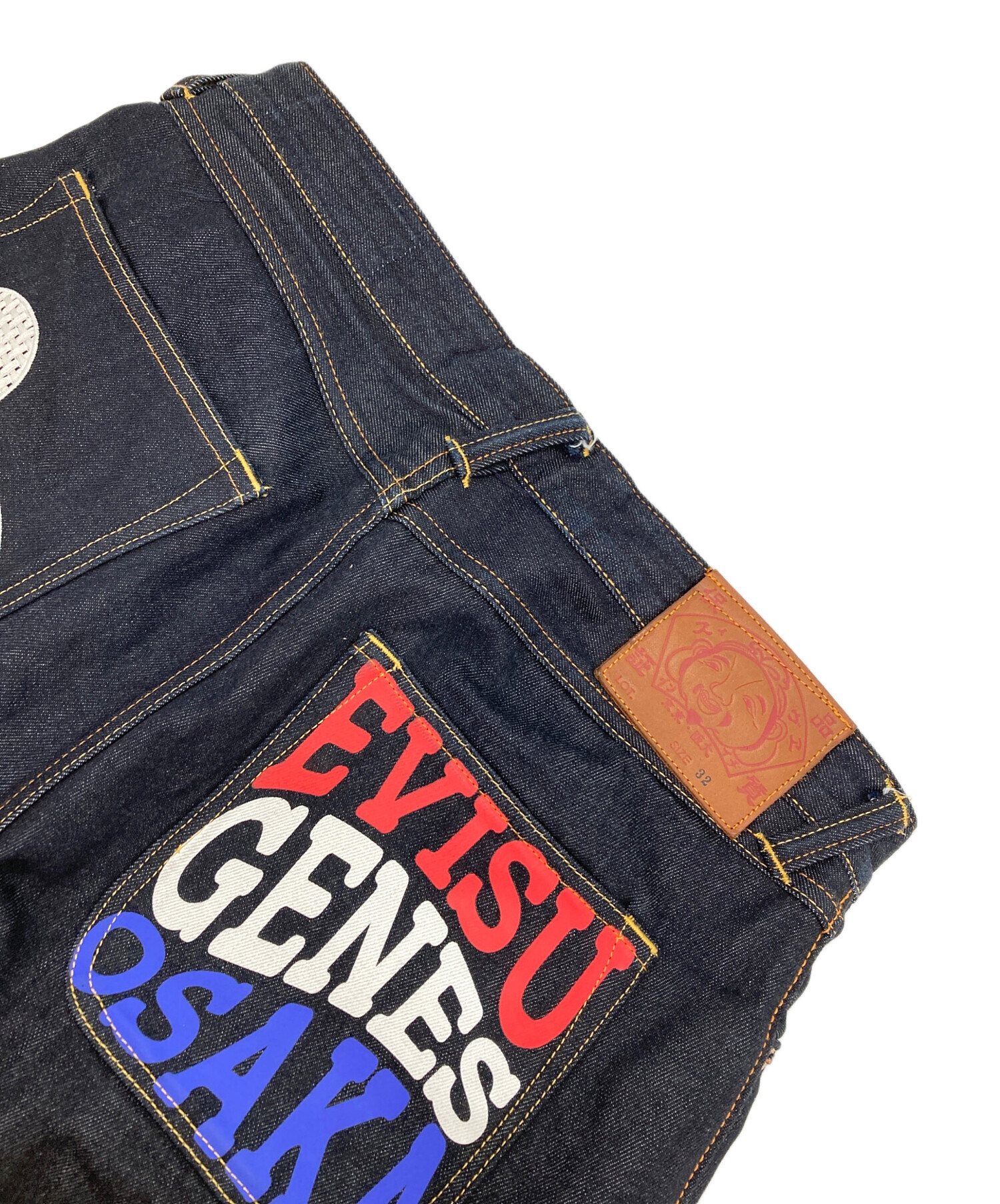 EVISU PARIS エヴィス カモメペイント大黒刺繍 デニム ハーフパンツ EVISU - 良品 EVISU エヴィス 大黒 大カモメ デニム ハーフパンツ 32の