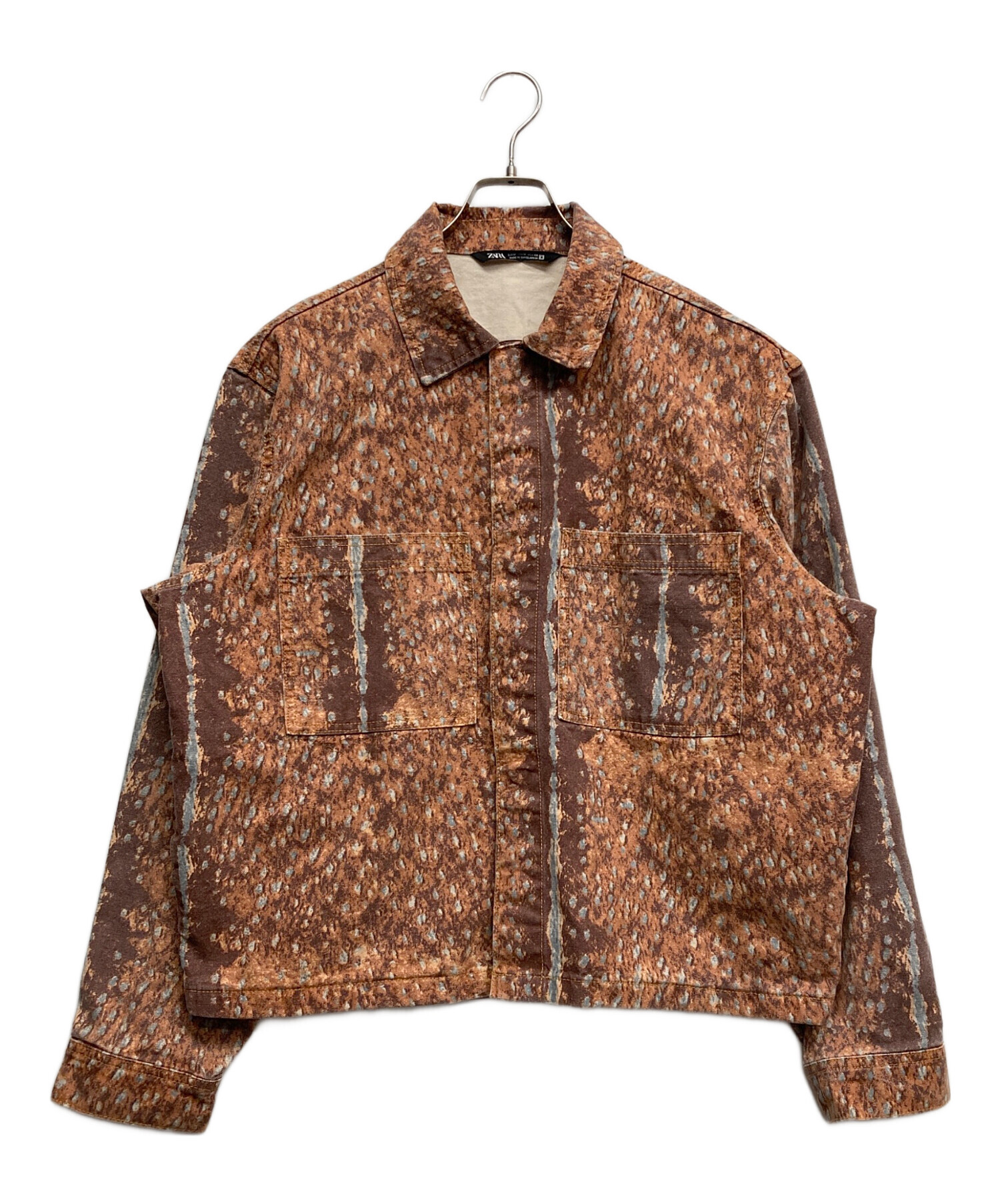 中古・古着通販】ZARA (ザラ) 総柄デニムジャケット オレンジ サイズ:M