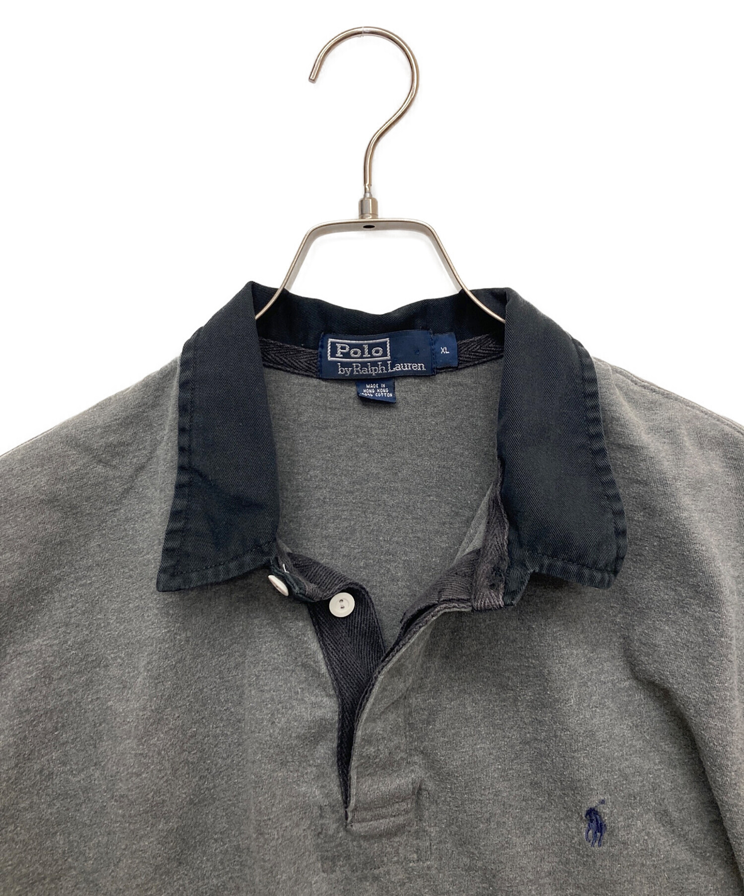POLO RALPH LAUREN グレー ブラック　ポロシャツ 中古・古着通販】RALPH LAUREN (ラルフローレン) 長袖ポロシャツ