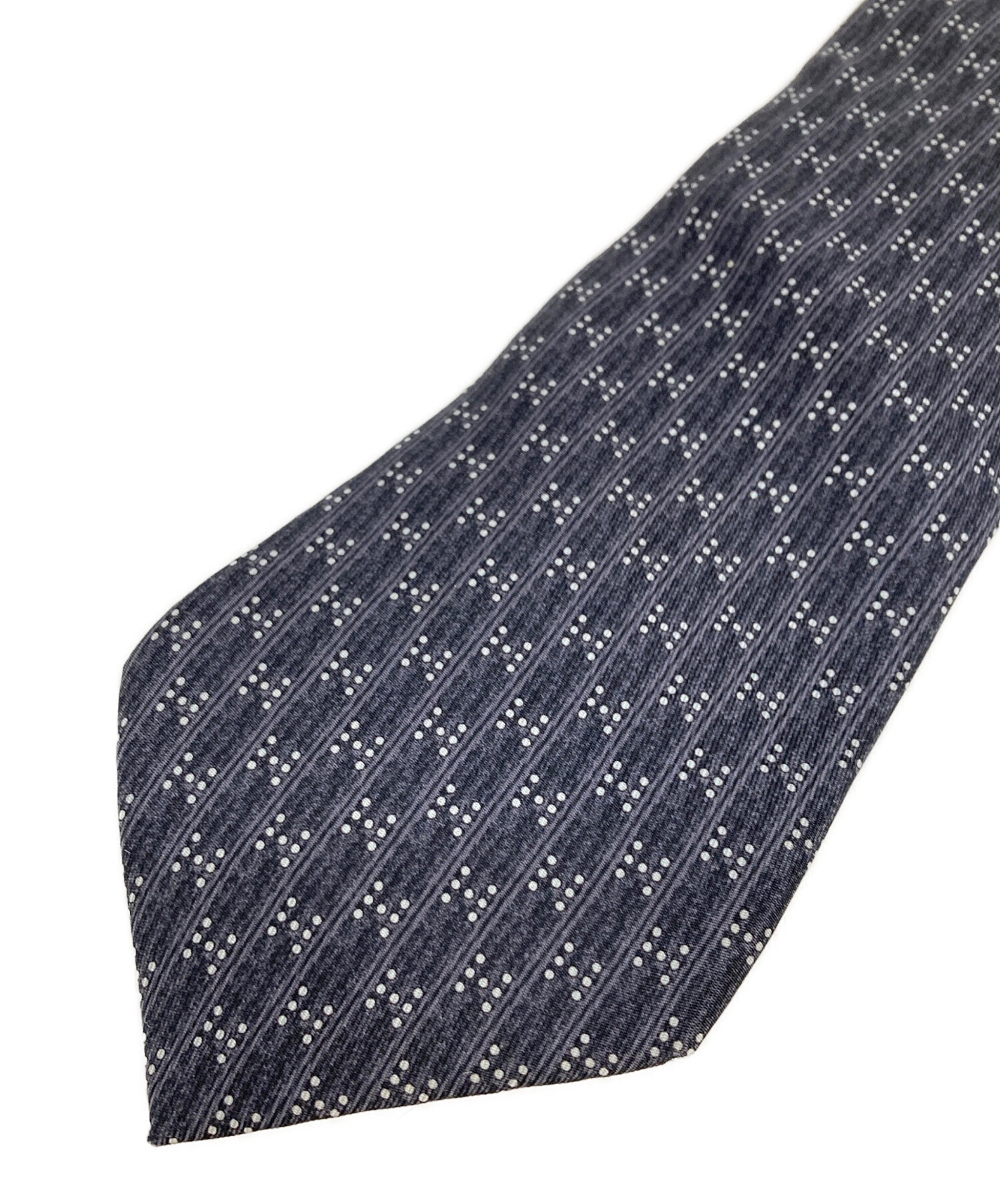 中古・古着通販】HERMES (エルメス) シルクネクタイ ネイビー×グレー