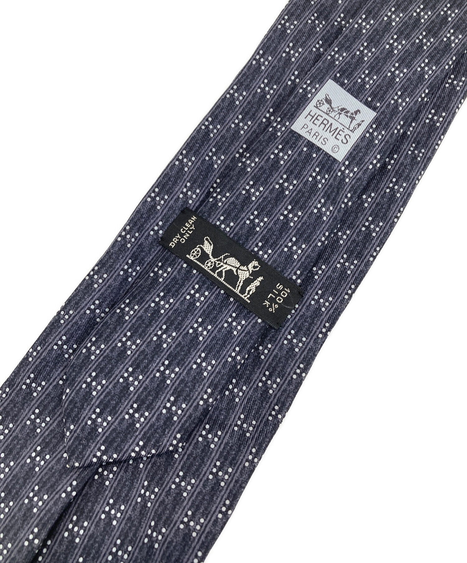 中古・古着通販】HERMES (エルメス) シルクネクタイ ネイビー×グレー