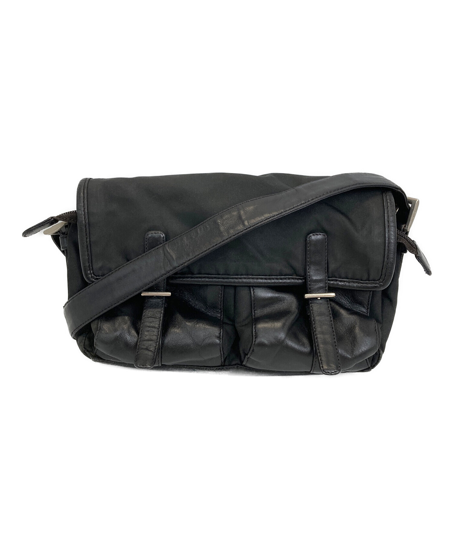 中古・古着通販】PRADA (プラダ) ロゴプレートショルダーバッグ