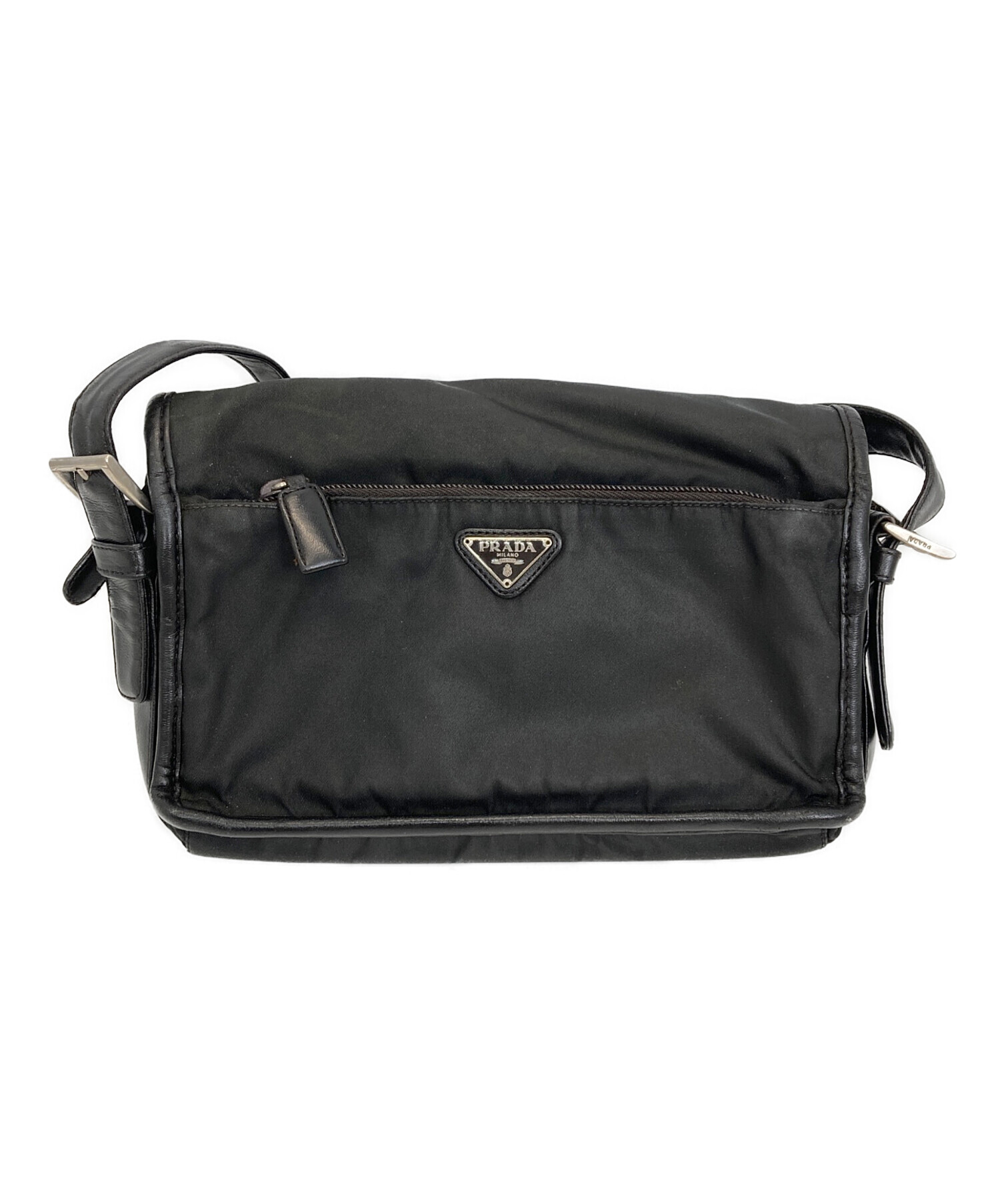 中古・古着通販】PRADA (プラダ) ロゴプレートショルダーバッグ