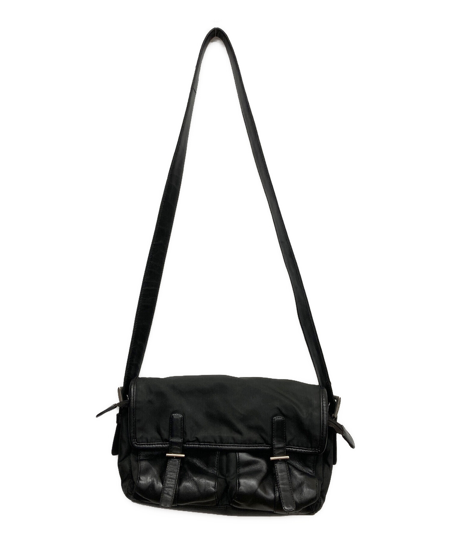 中古・古着通販】PRADA (プラダ) ロゴプレートショルダーバッグ
