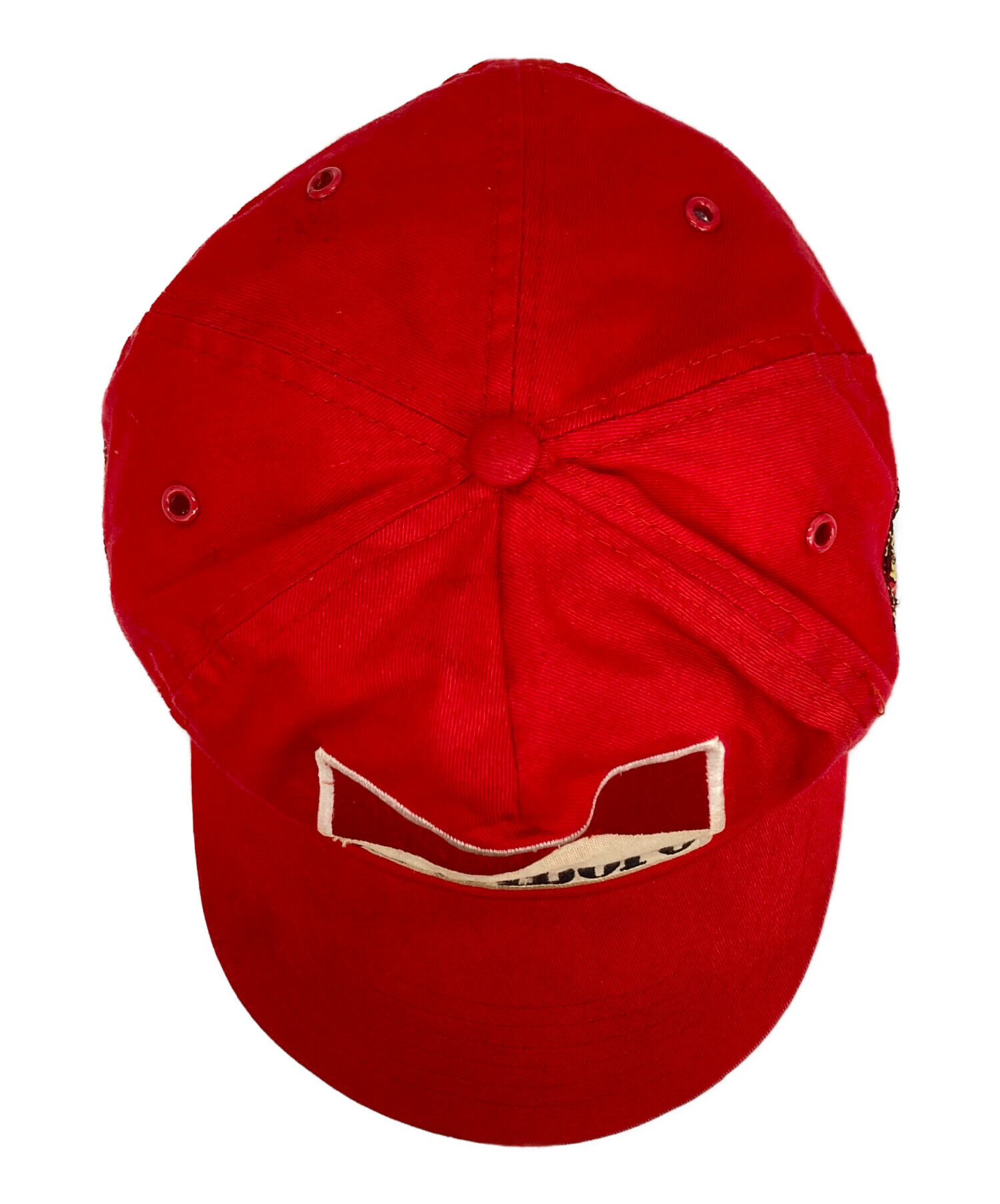 中古・古着通販】USED (ユーズド) ロゴキャップ アイボリー×レッド 