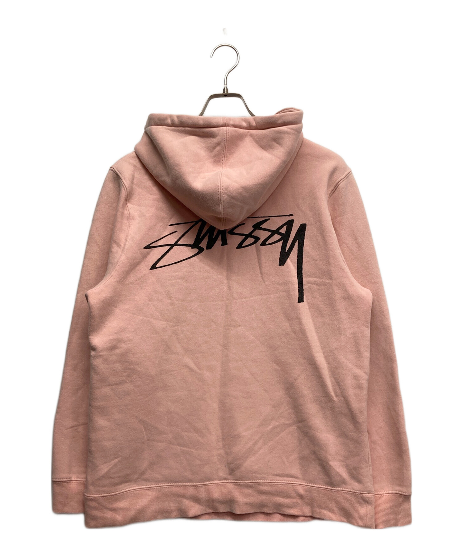 【希少カラー】Stussy ステューシー ピンク パーカー 刺繍ロゴ Lサイズ 中古・古着通販】stussy (ステューシー) バックロゴパーカー ピンク