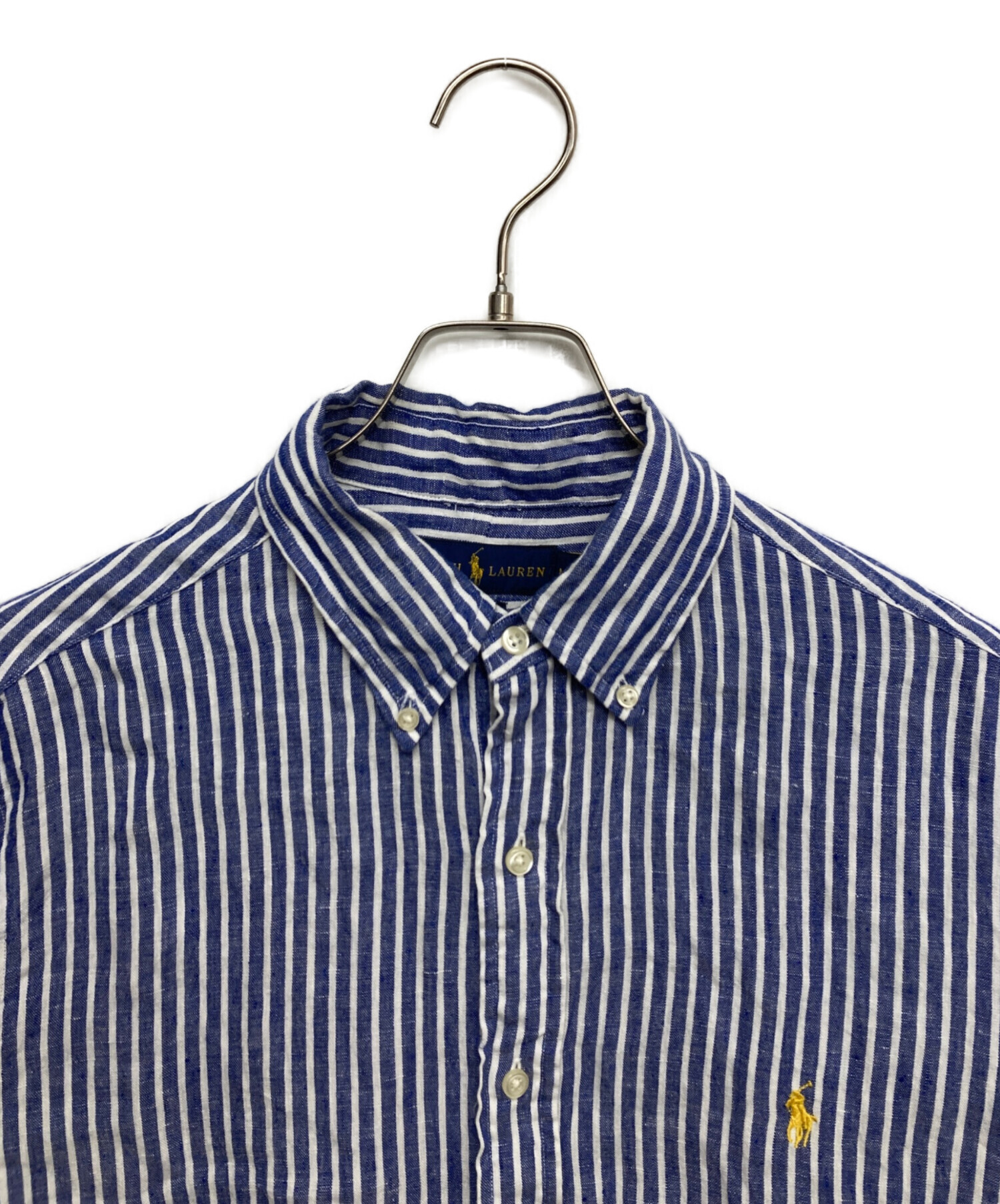イタリア製 Mサイズ ブルー ラルフローレン 開襟 ビンテージシャツ リネン 中古・古着通販】POLO RALPH LAUREN (ポロ・ラルフローレン) L/Sリネン