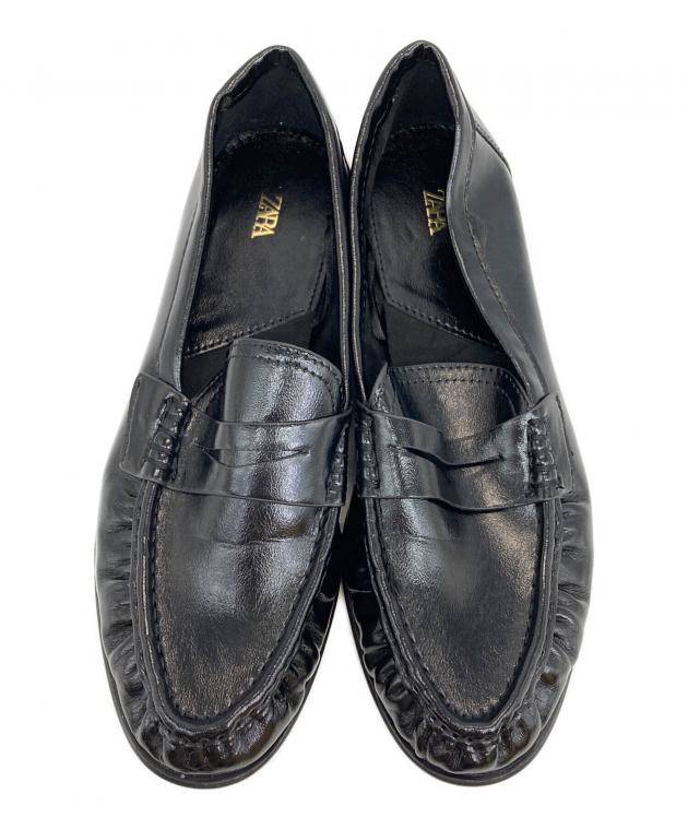 中古・古着通販】ZARA (ザラ) ソフトギャザーローファー ブラック 