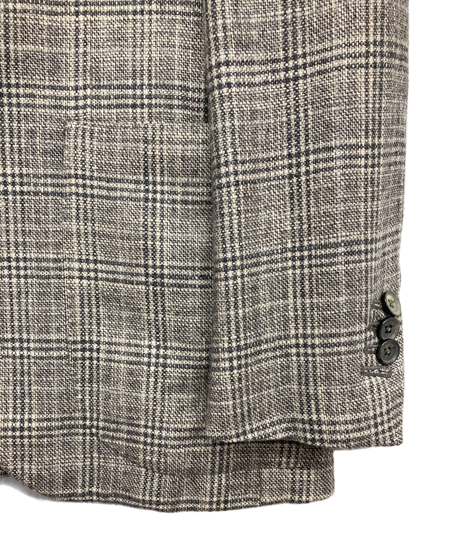 ISAIA テーラードジャケット SAILOR チェック シルク グレー 44 中古・古着通販】ISAIA (イザイア) 3Bウールシルクテーラード