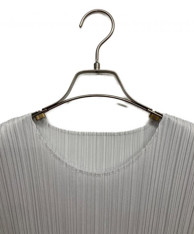 プリーツプリーズ--イッセイミヤケ ノースリーブ　シルバー　サイズ 3 中古・古着通販】PLEATS PLEASE ISSEY MIYAKE (プリーツプリーズ