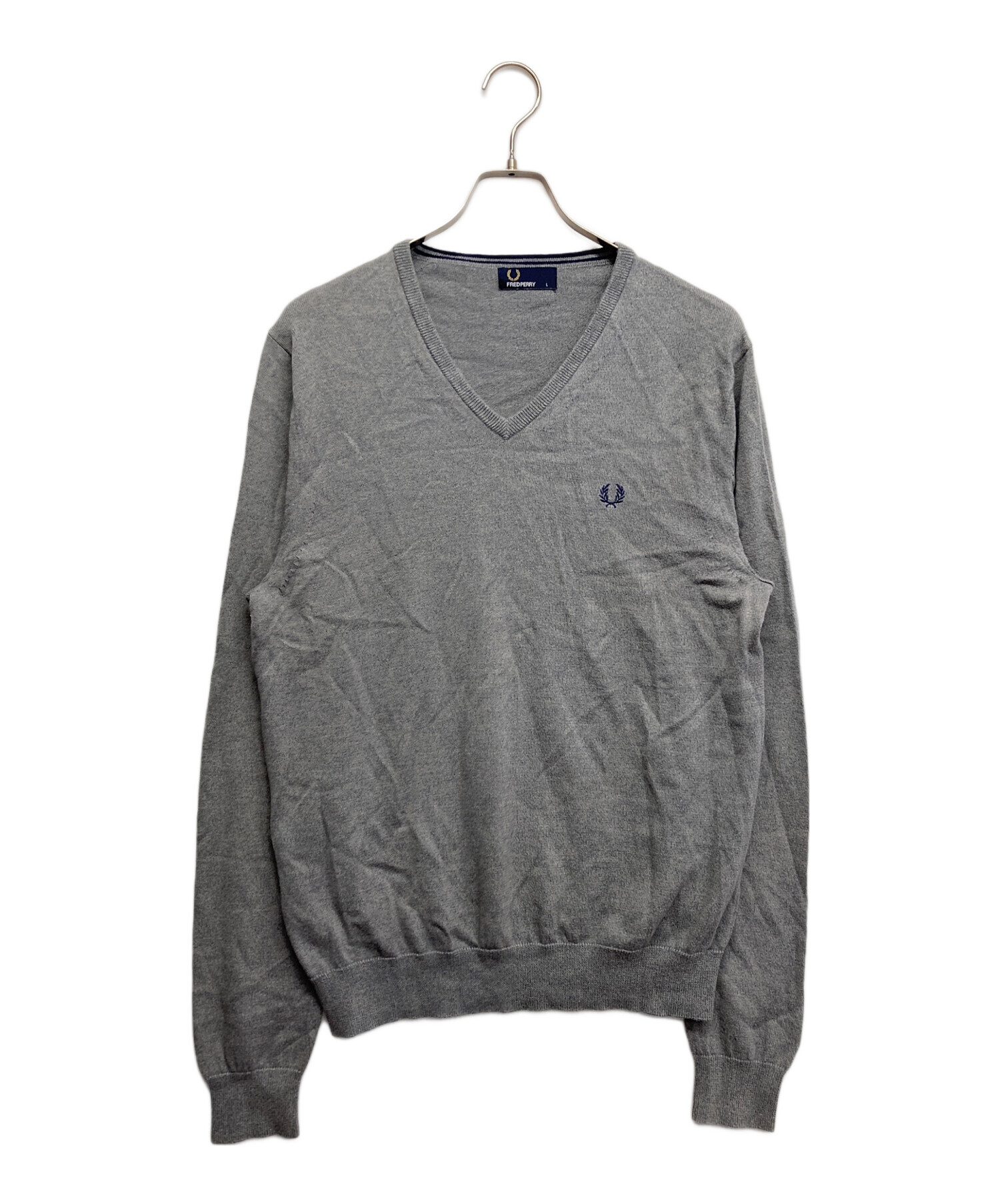 中古・古着通販】FRED PERRY (フレッドペリー) Vネックニット グレー