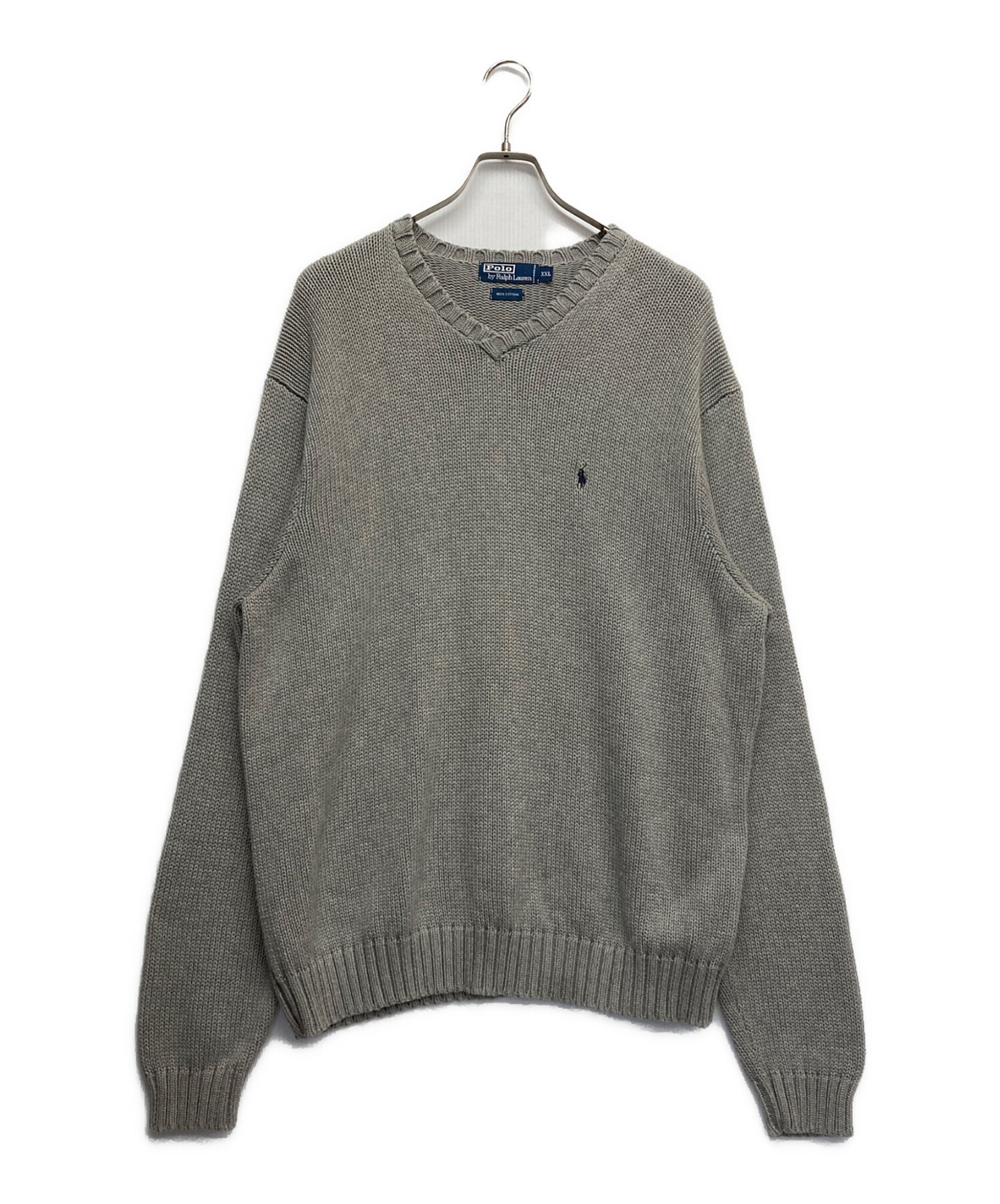 ラルフローレン セーター ニット L 古着 メンズ グレー ウール TY2784 中古・古着通販】POLO RALPH LAUREN (ポロ・ラルフローレン) コットンV