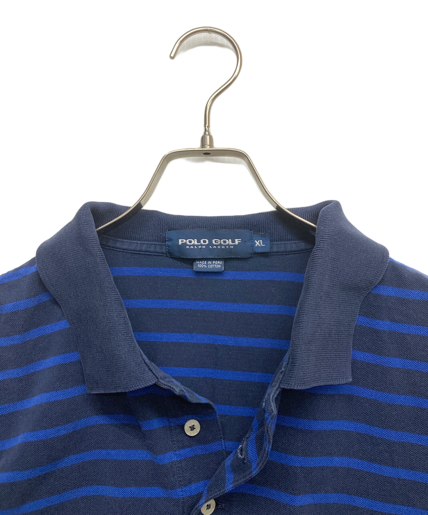 中古・古着通販】POLO GOLF (ポロ ゴルフ) ボーダーポロシャツ ブルー
