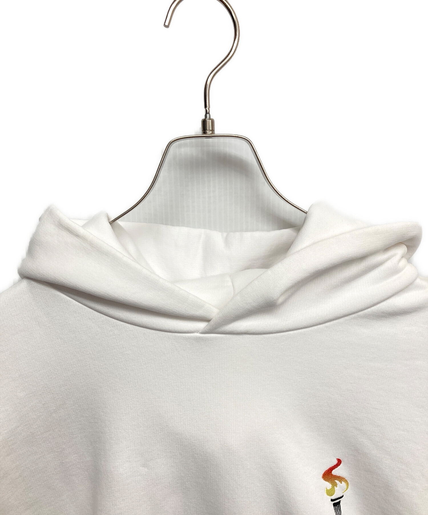 BALENCIAGA フレイムlロゴ パーカー ホワイト 中古・古着通販】BALENCIAGA (バレンシアガ) Embroidery Flame Hoodie