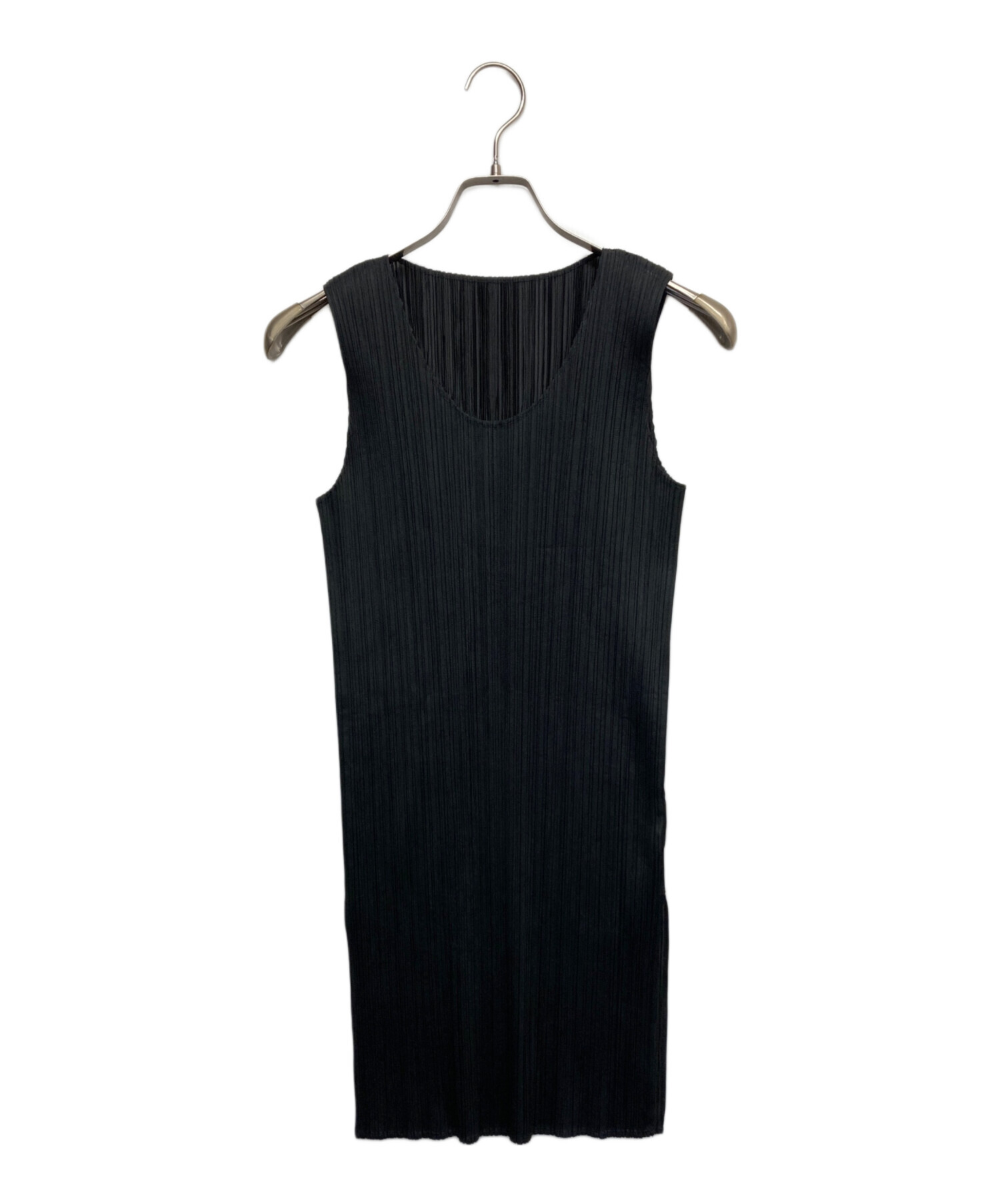 PLEATSPLEASE プリーツ加工 ノースリーブトップス ブラック 中古・古着通販】PLEATS PLEASE (プリーツプリーズ) ノースリーブ