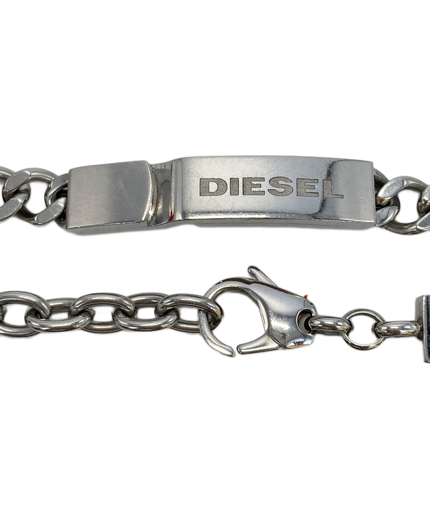 【新品未使用】 DIESEL シルバーブレスレット 箱付き 中古・古着通販】DIESEL (ディーゼル) ロゴSTEELブレスレット シルバー