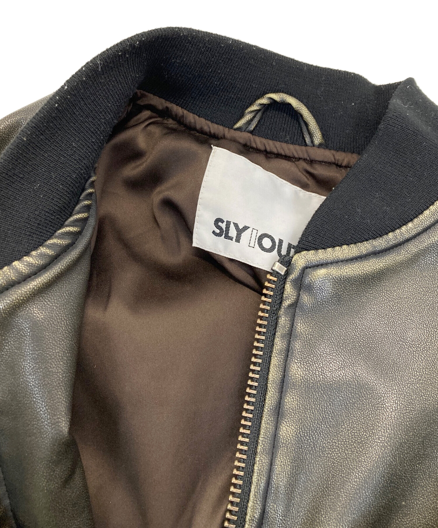 中古・古着通販】SLY (スライ) VINTAGE F／LEATHER CROP ブルゾン