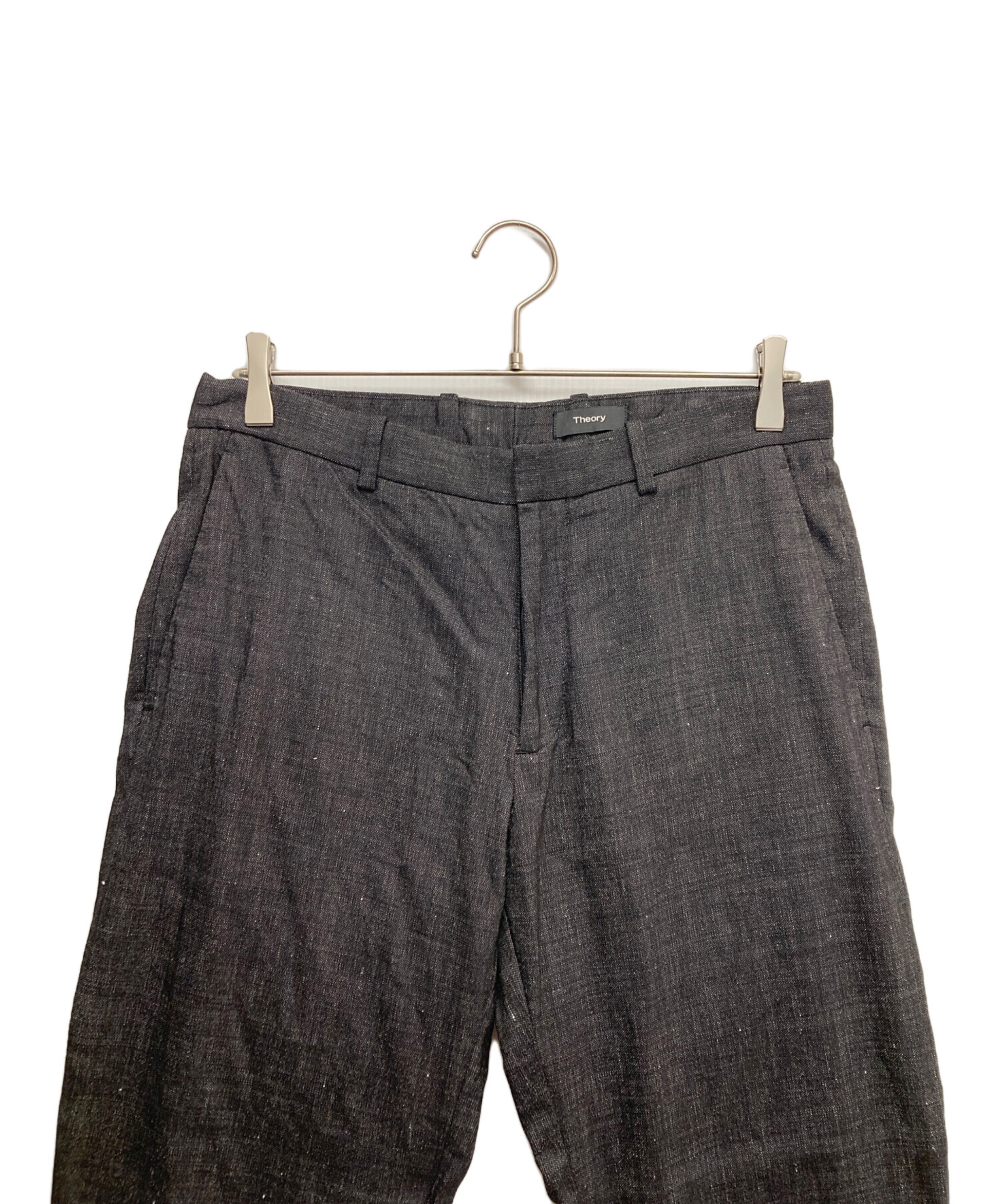 中古・古着通販】theory (セオリー) リネンブレンドパンツ ブラック