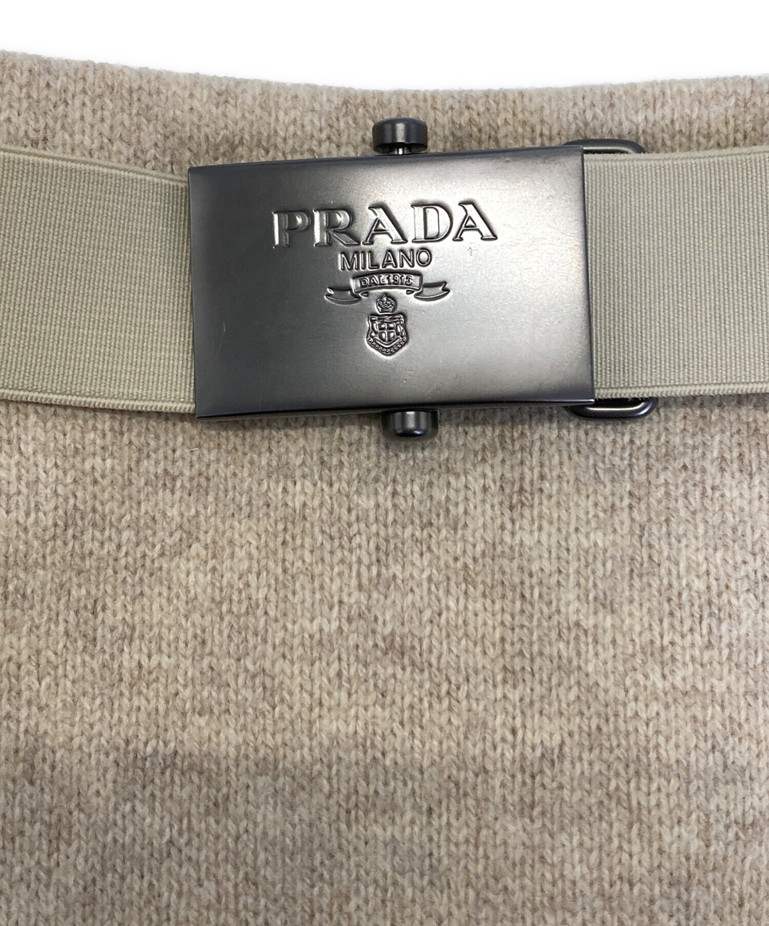 中古・古着通販】PRADA (プラダ) ベルト付きウール混スカート ベージュ