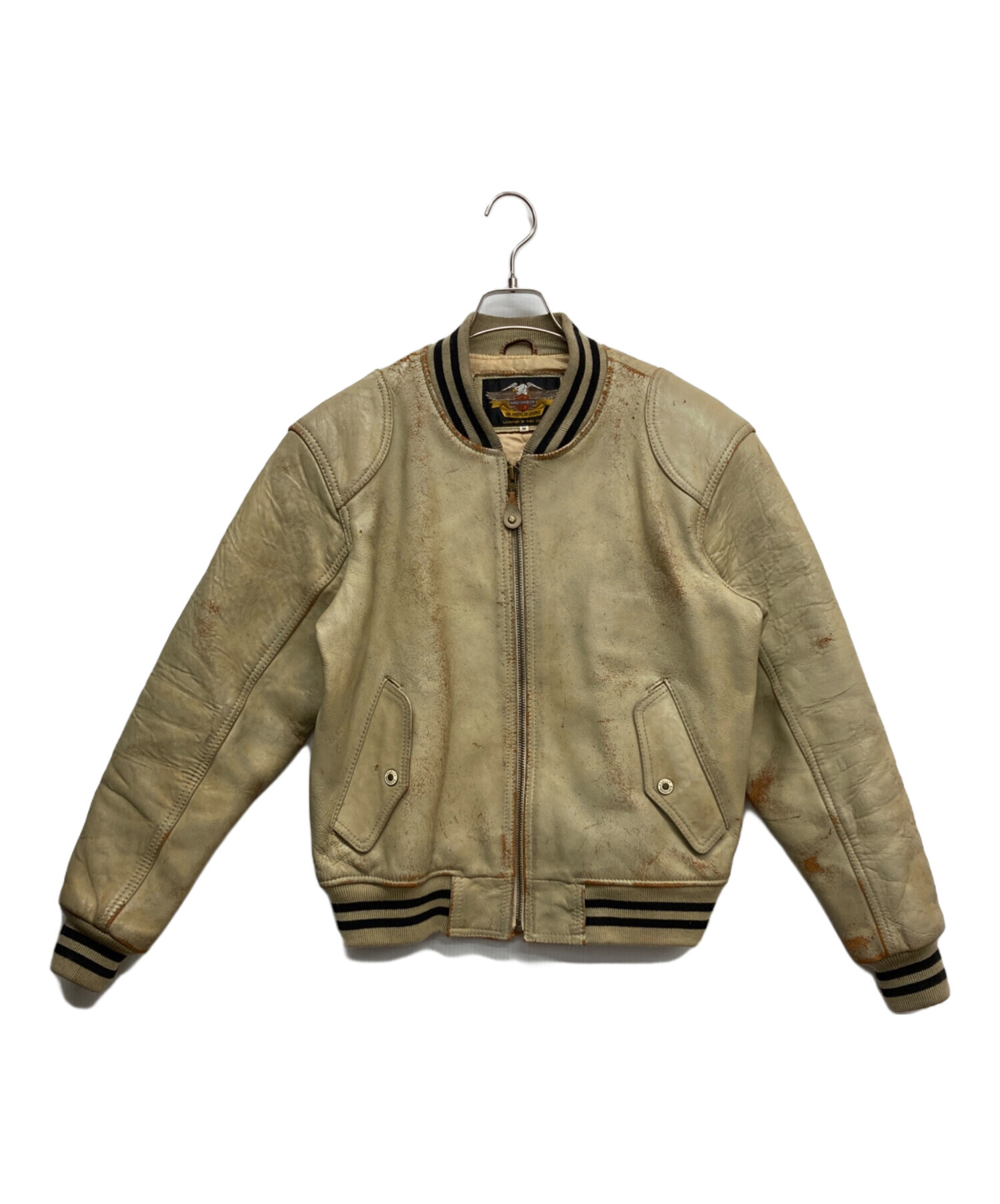 ハーレーダビッドソン 革ジャン レザースタジャン ビッグロゴ ヴィンテージ 中古・古着通販】HARLEY-DAVIDSON (ハーレーダビッドソン) レザー