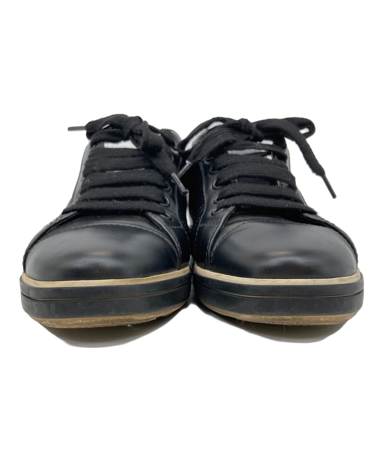 中古・古着通販】PRADA (プラダ) レザースニーカー ブラック サイズ:37