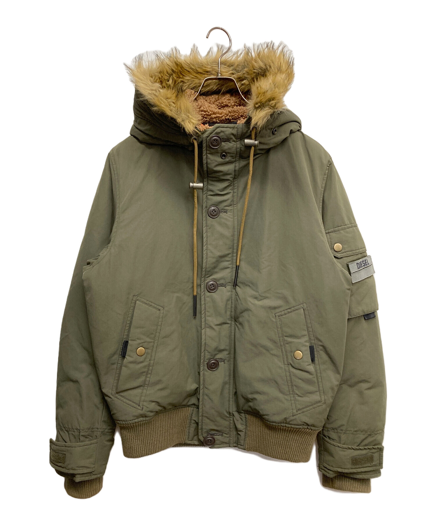 ファー付きオリーブミリタリージャケット 中古・古着通販】DIESEL (ディーゼル) ファー付きミリタリージャケット