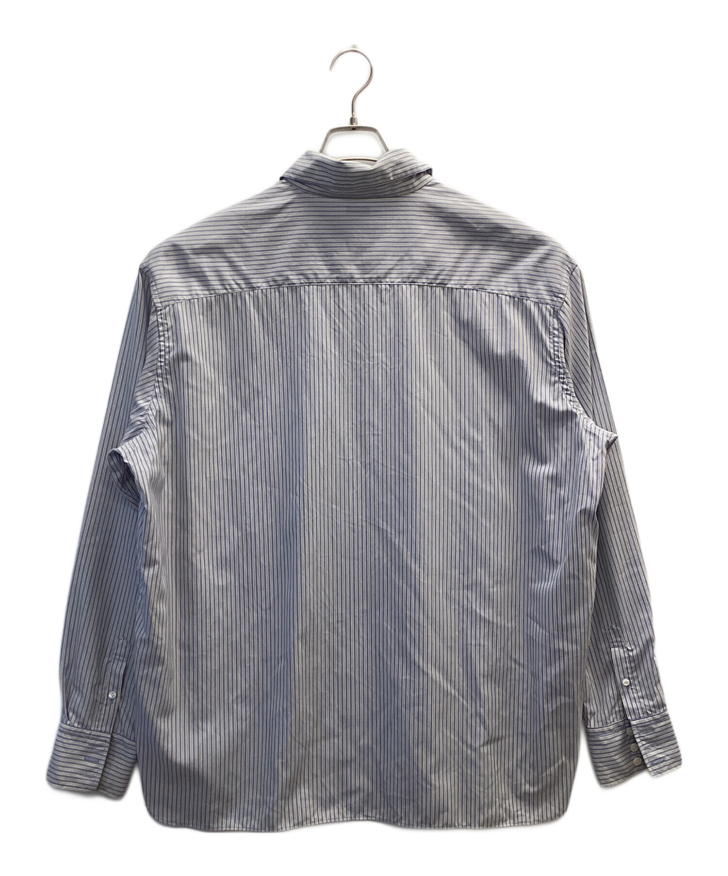 中古・古着通販】LESSIX (レシス) ストライプシャツ グレー×ブルー