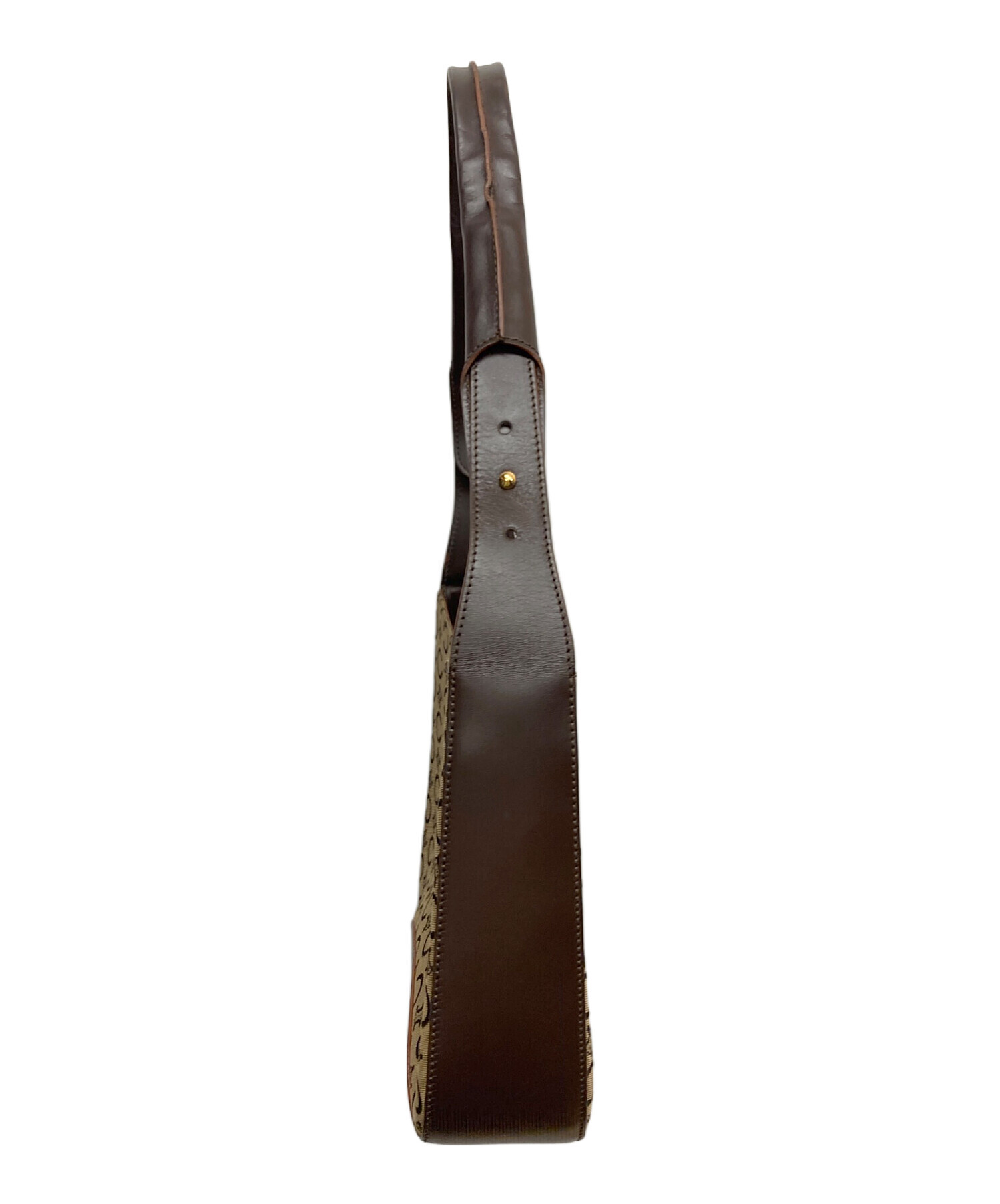 CELINE セリーヌ ショルダーバッグ Cマカダム スエード ブラウン 中古・古着通販】CELINE (セリーヌ) Cマカダム柄ワンショルダーバッグ