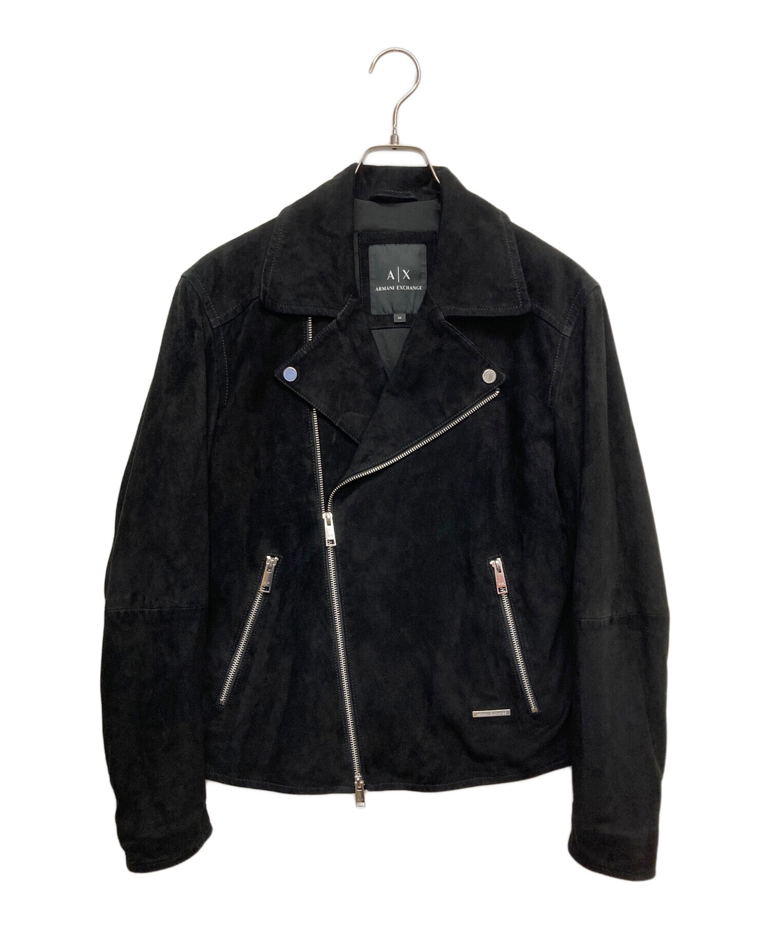 Armani Excha 黒 スエード シングルライダースジャケット 中古・古着通販】ARMANI EXCHANGE (アルマーニ エクスチェンジ