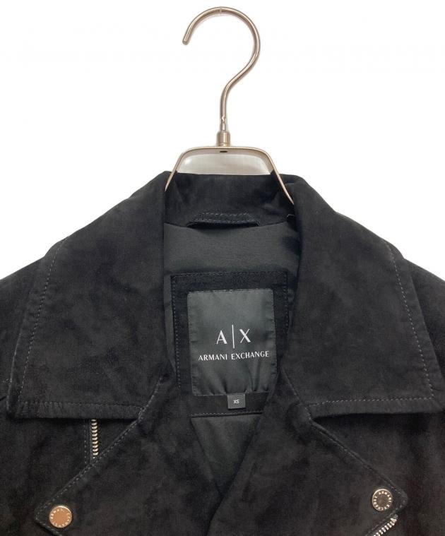 Armani Excha 黒 スエード シングルライダースジャケット 中古・古着通販】ARMANI EXCHANGE (アルマーニ エクスチェンジ