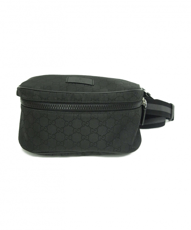 GUCCI ウエストバック　ブラック 中古・古着通販】GUCCI (グッチ) ウエストバッグ ブラック GG 449182