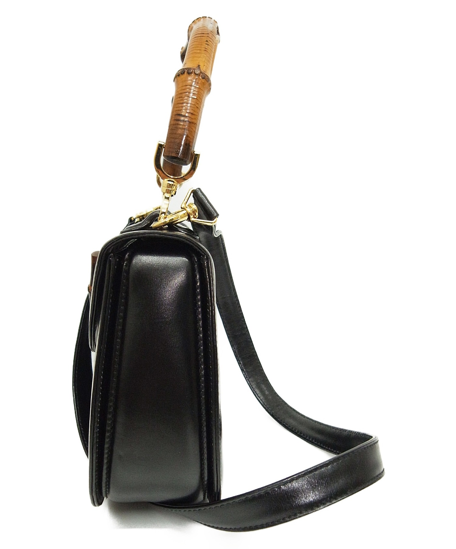 GUCCI バンブー　ショルダーバッグ 中古・古着通販】GUCCI (グッチ) バンブーショルダーバッグ ブラック