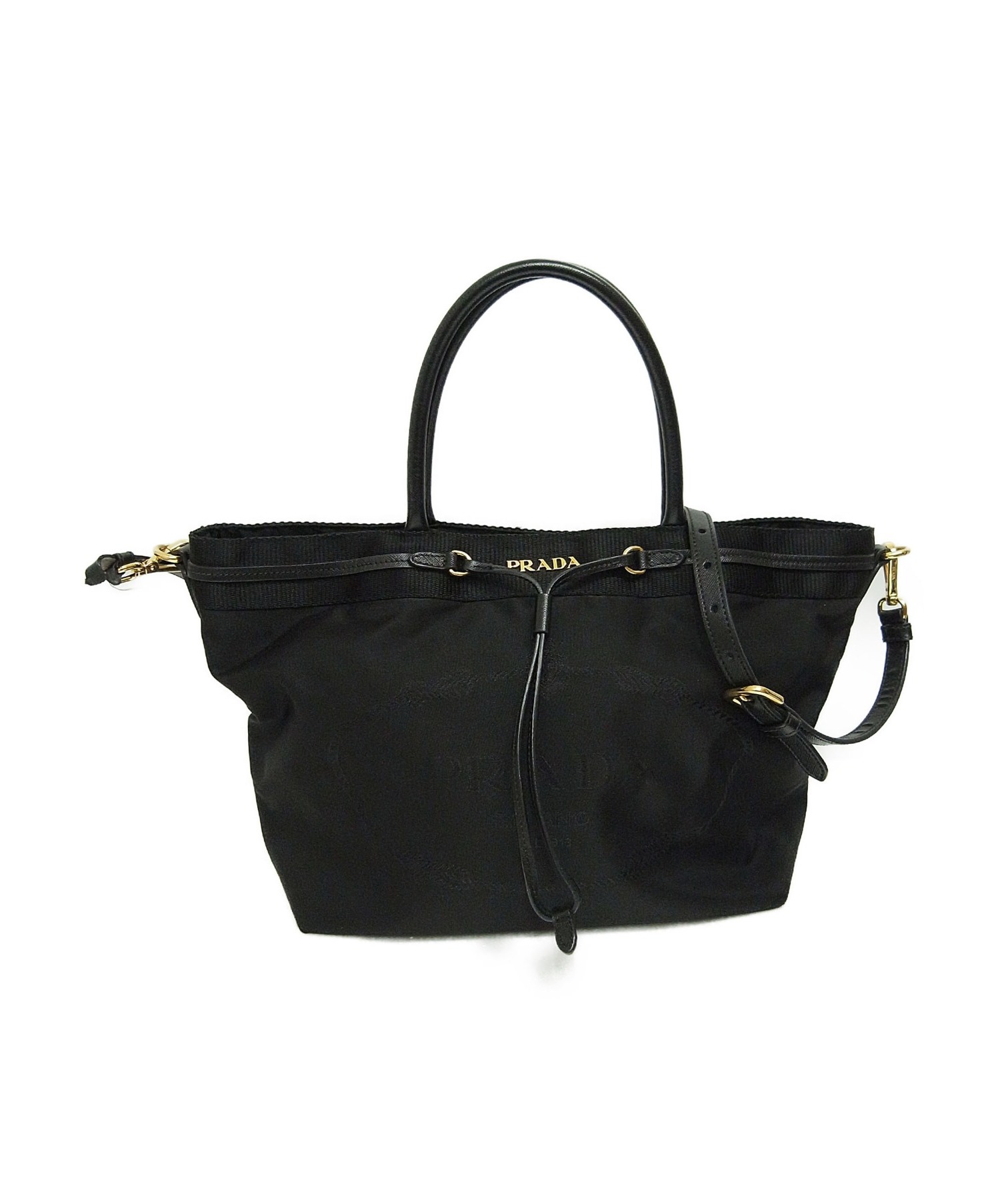 中古・古着通販】PRADA (プラダ) ロゴジャガード2WAYバッグ ブラック 