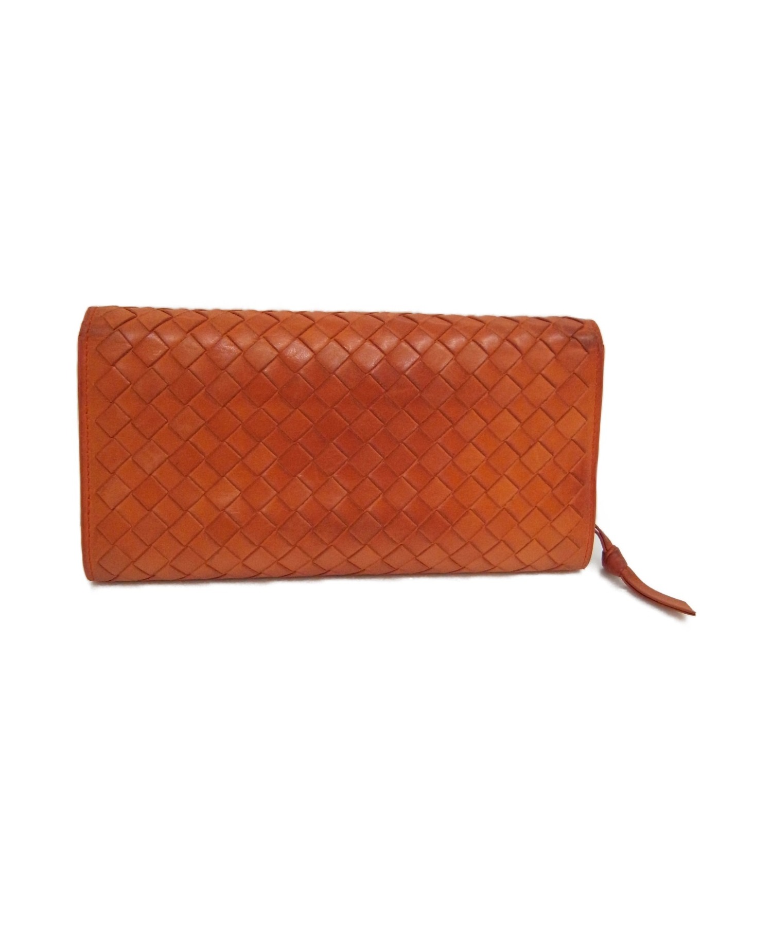 中古・古着通販】BOTTEGA VENETA (ボッテガヴェネタ) 長財布 オレンジ 