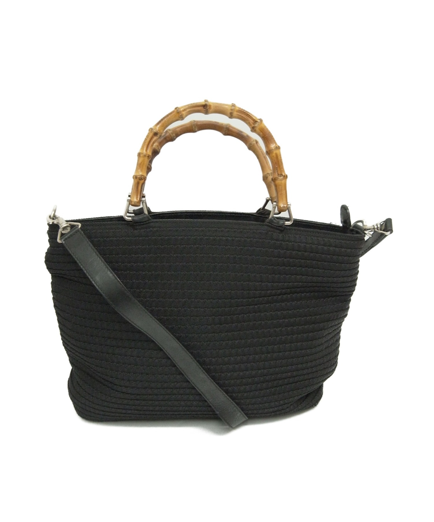 中古・古着通販】GUCCI (グッチ) バンブーハンドル2WAYバッグ ブラック 