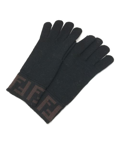 中古・古着通販】FENDI (フェンディ) ニット手袋 ブラック×ブラウン