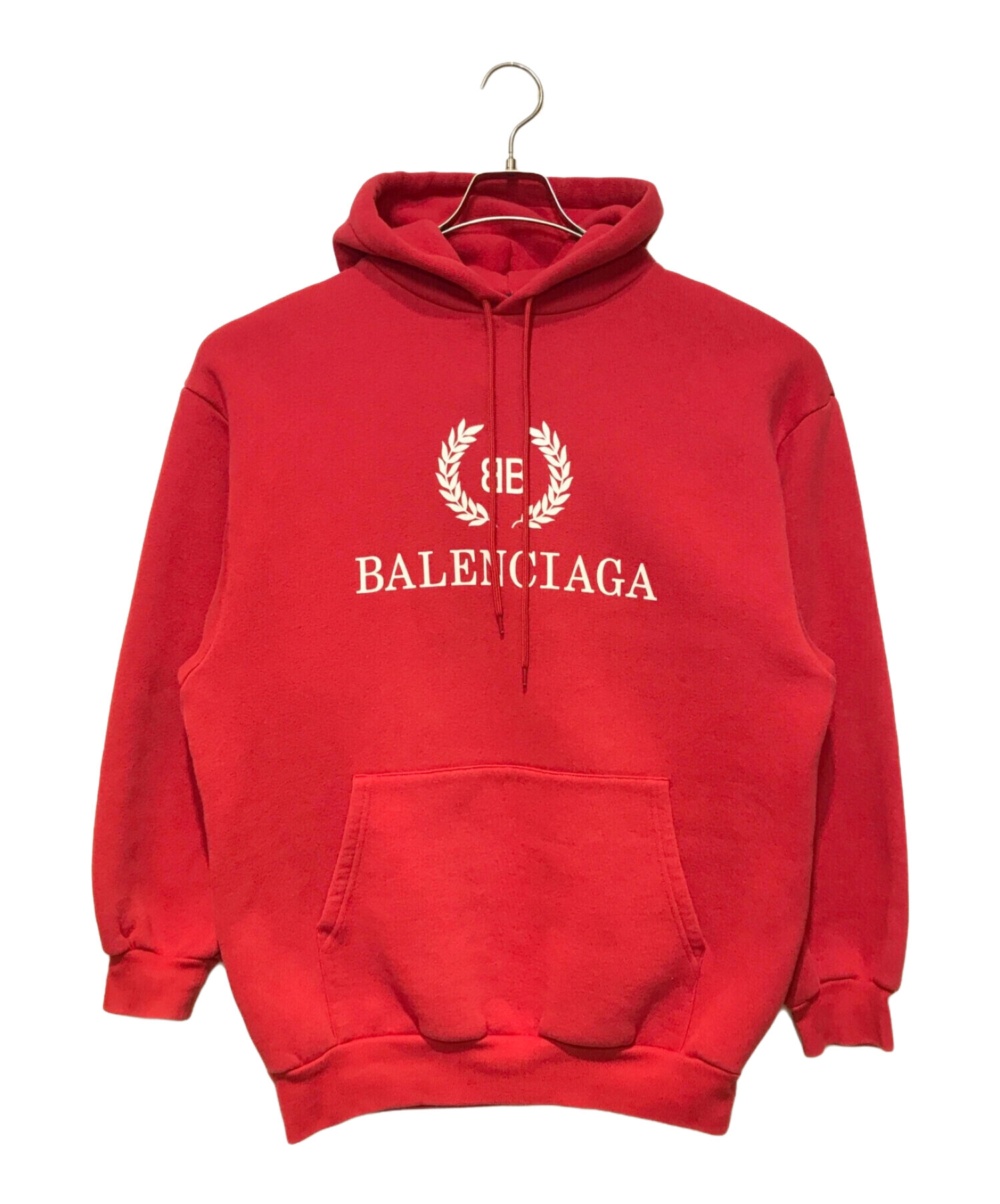 BALENCIAGA レッド フード付きパーカー 中古・古着通販】BALENCIAGA (バレンシアガ) BBロゴプルオーバー