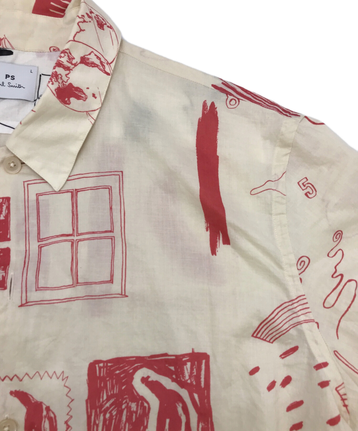 【人気】PS Paul Smith　ポールスミス　PS Dreamer プリントシャツ　総柄シャツ　マルチカラー　手書き　定価19，800円　212310 687U メンズファッション