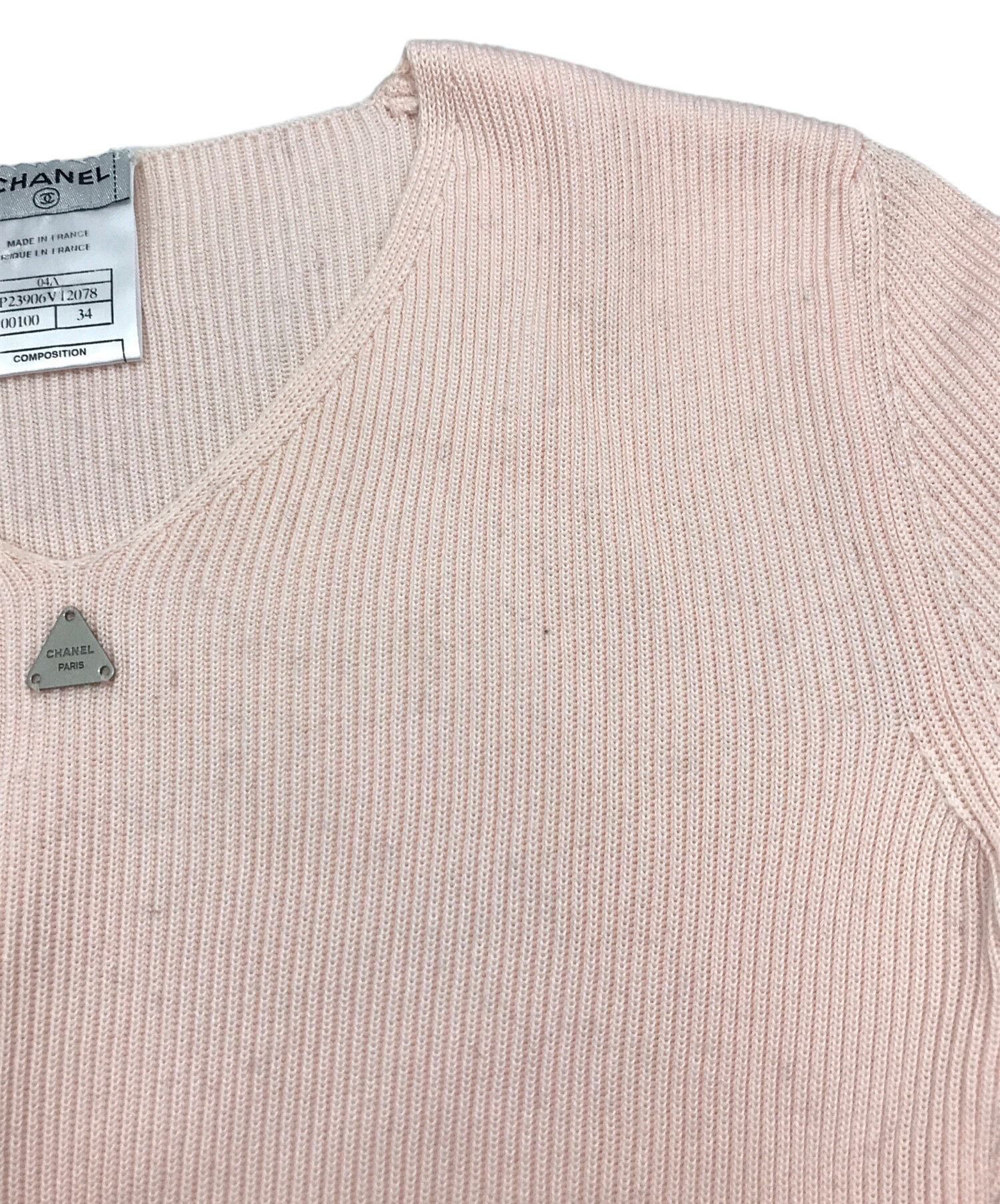 中古・古着通販】CHANEL (シャネル) 半袖リブカットソー ピンク サイズ
