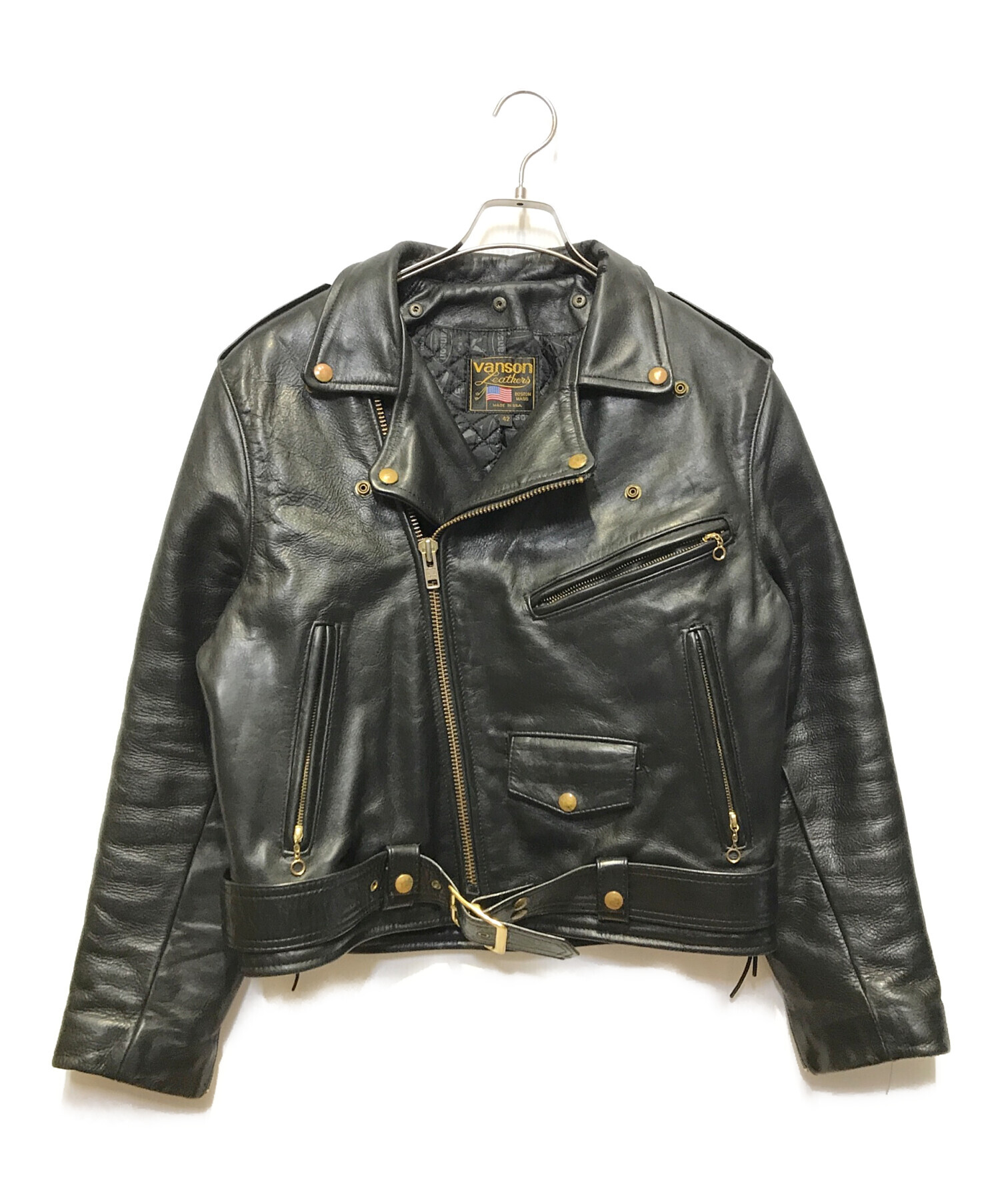 vanson ダブルライダースジャケット 34 ブラック✨「早い者勝ち」 Vanson ダブルライダースジャケット ブラック