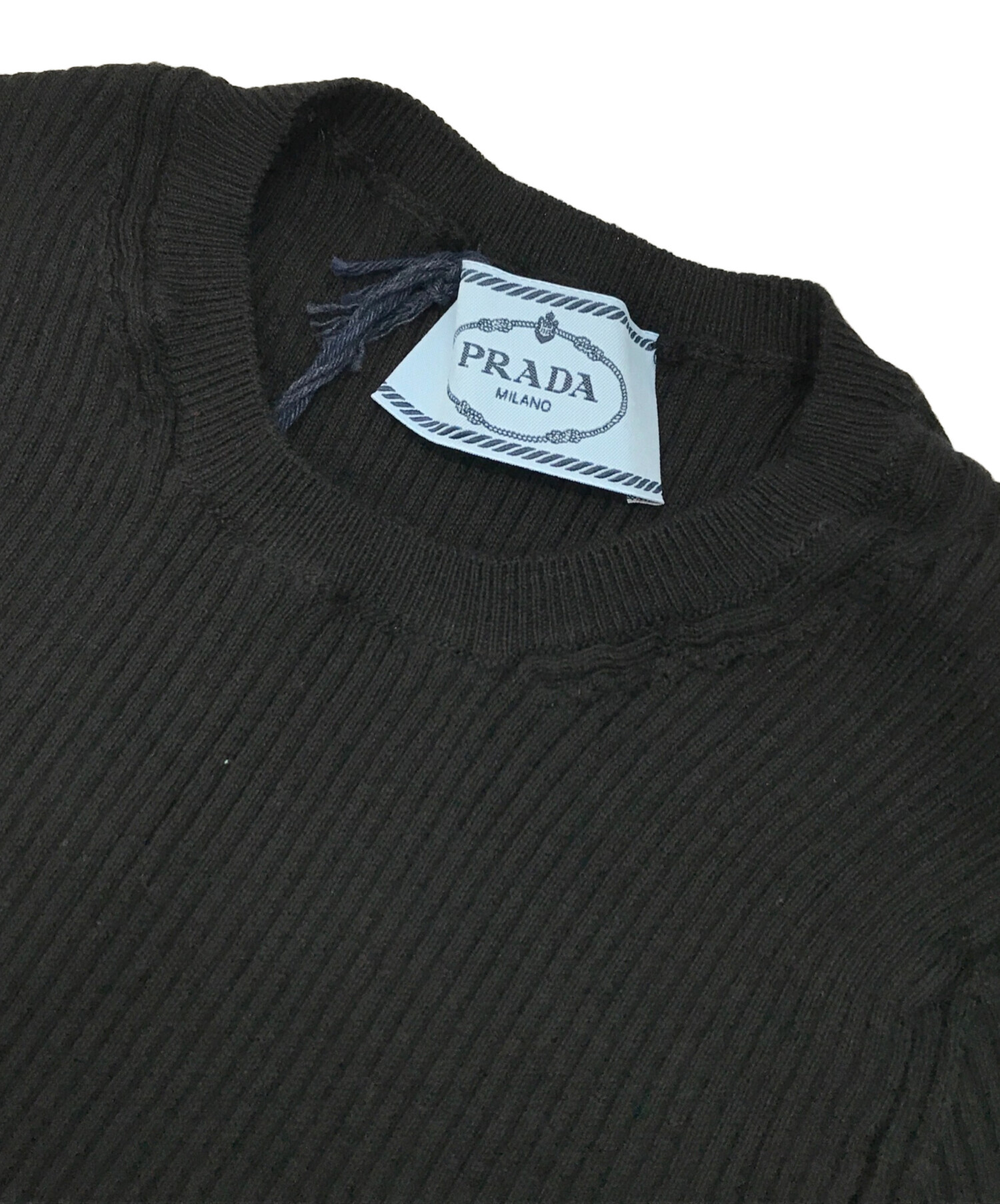 PRADA ブラック　コットンニット 【未使用・サイズ58・XL】 中古・古着通販】PRADA (プラダ) コットンリブニット ブラック サイズ