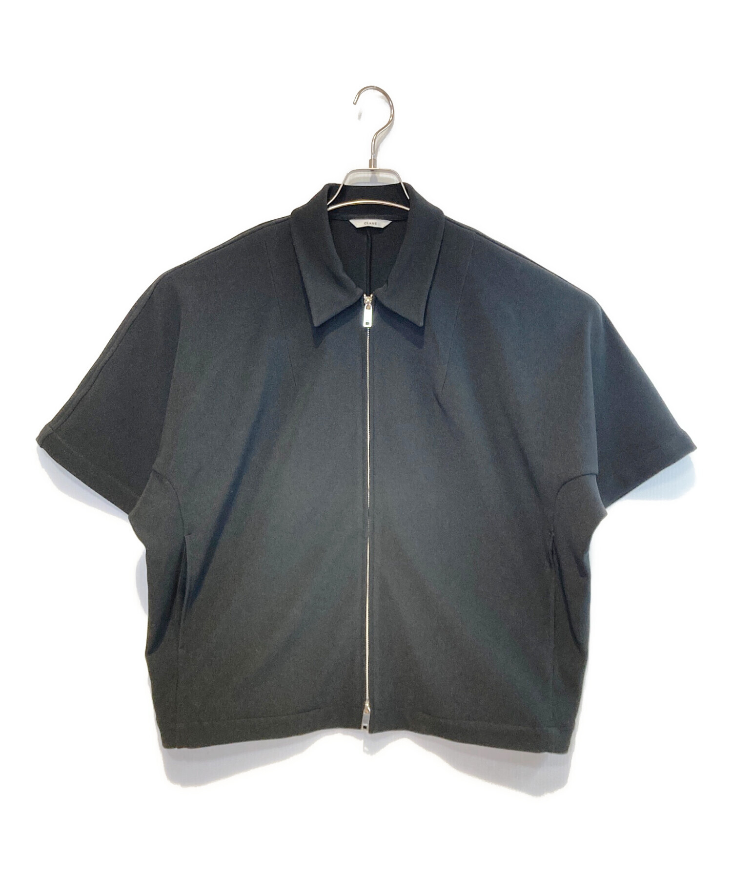 中古・古着通販】CLANE (クラネ) リブストライプジップシャツ ブラック 