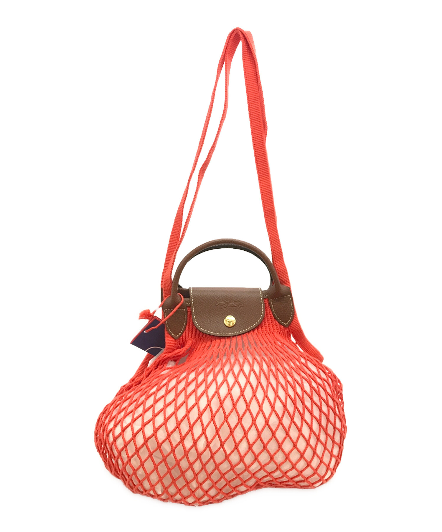 中古・古着通販】LONGCHAMP (ロンシャン) メッシュバッグ レッド 