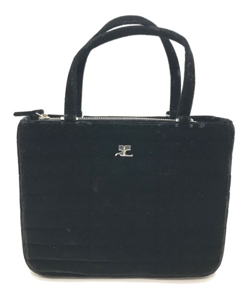 クレージュ courreges ベロア ブラック トートバッグ ハンドバッグ 中古・古着通販】courreges (クレージュ) ベロアハンドバッグ ブラック