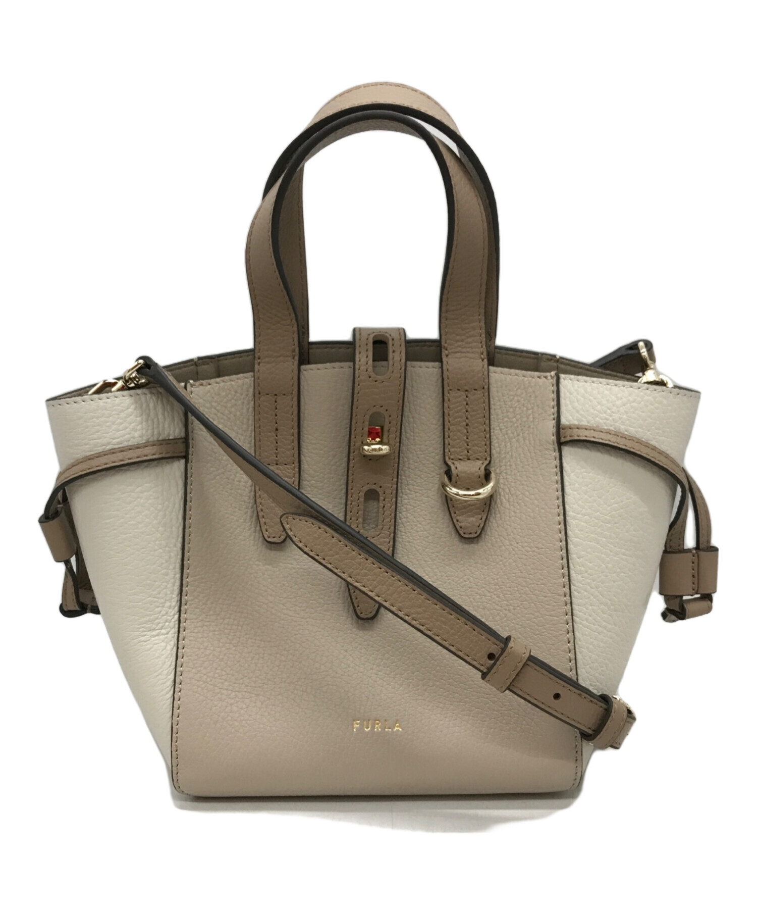中古・古着通販】FURLA (フルラ) NET トートバッグ MINI ベージュ 
